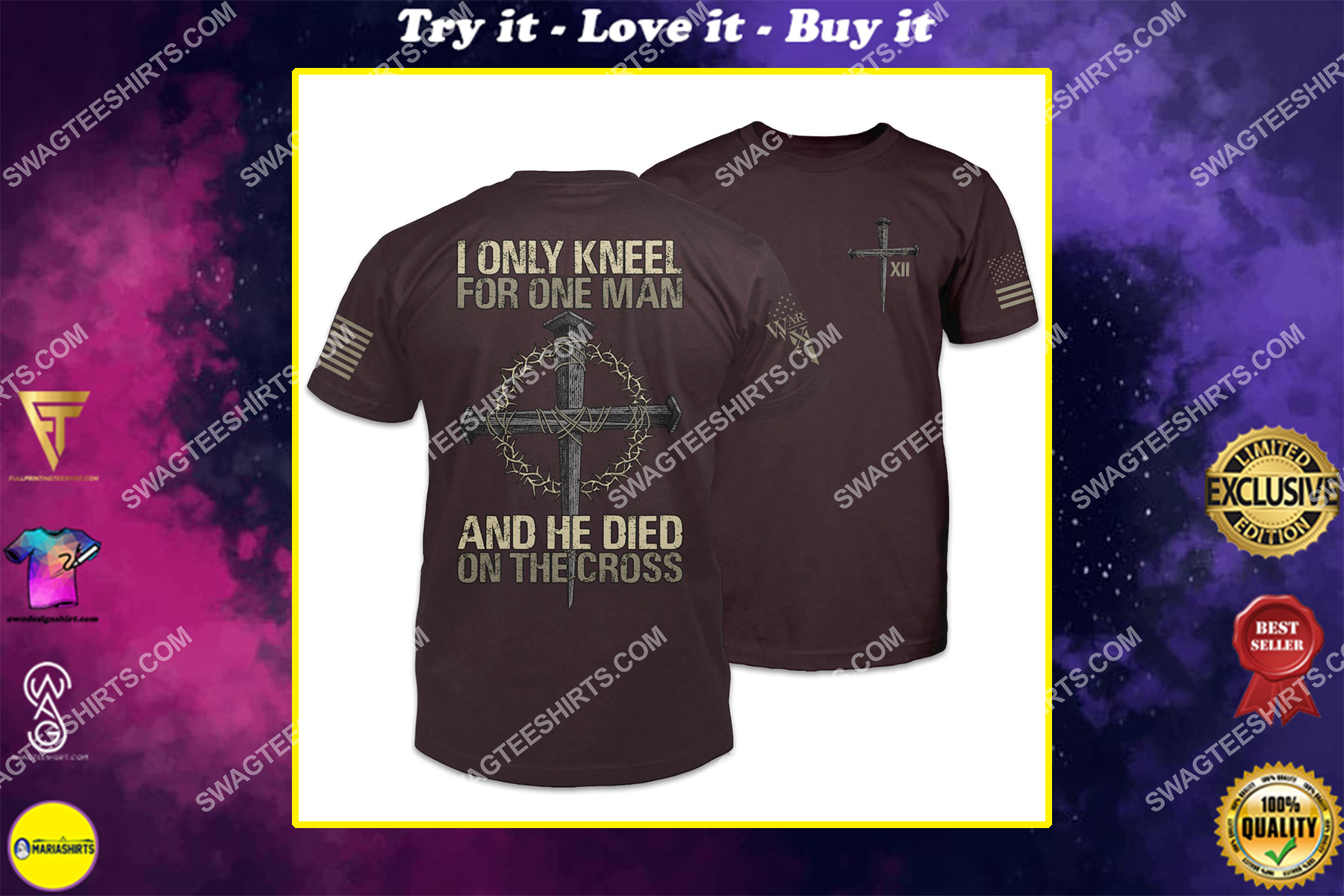 we only kneel for one man and he died on the cross shirt