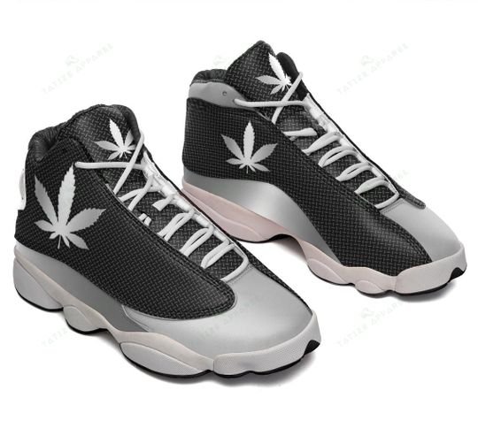 weed leaf silver metal all over printed air jordan 13 sneakers 1