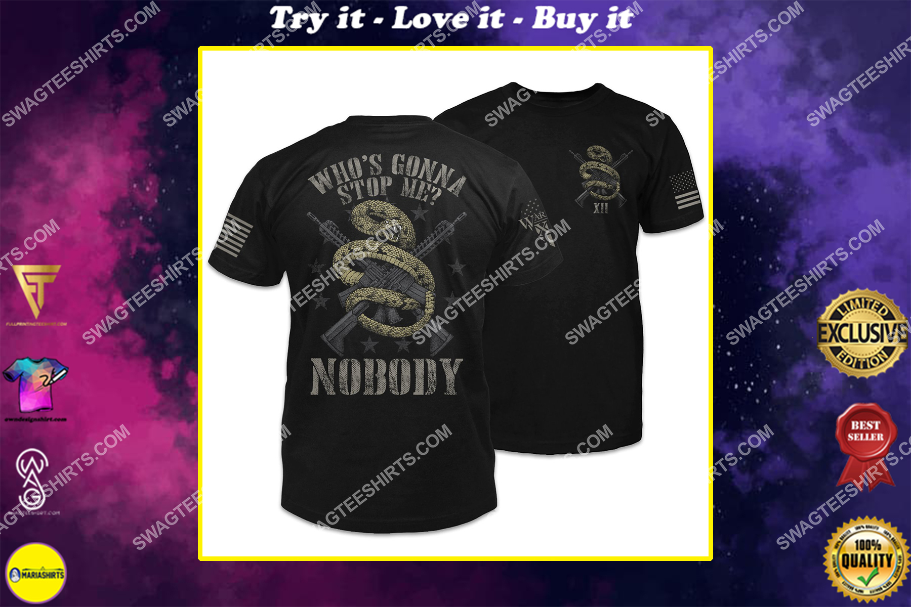 who's gonna stop me nobody snake with guns shirt