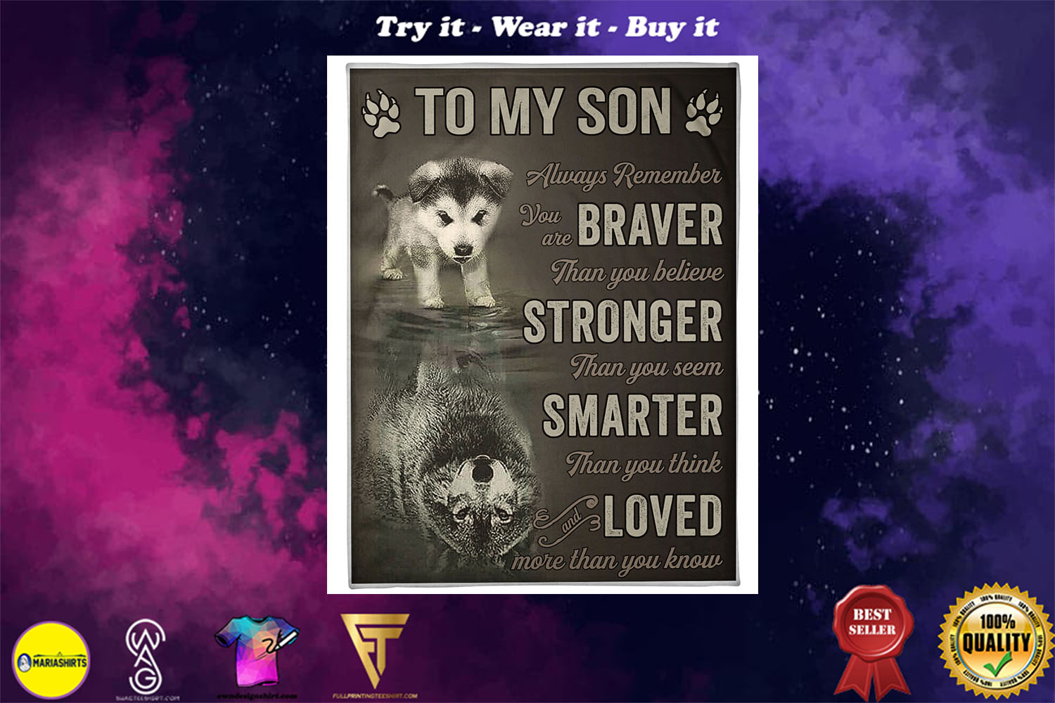 wolf to my son always remember loved more than you know full printing blanket