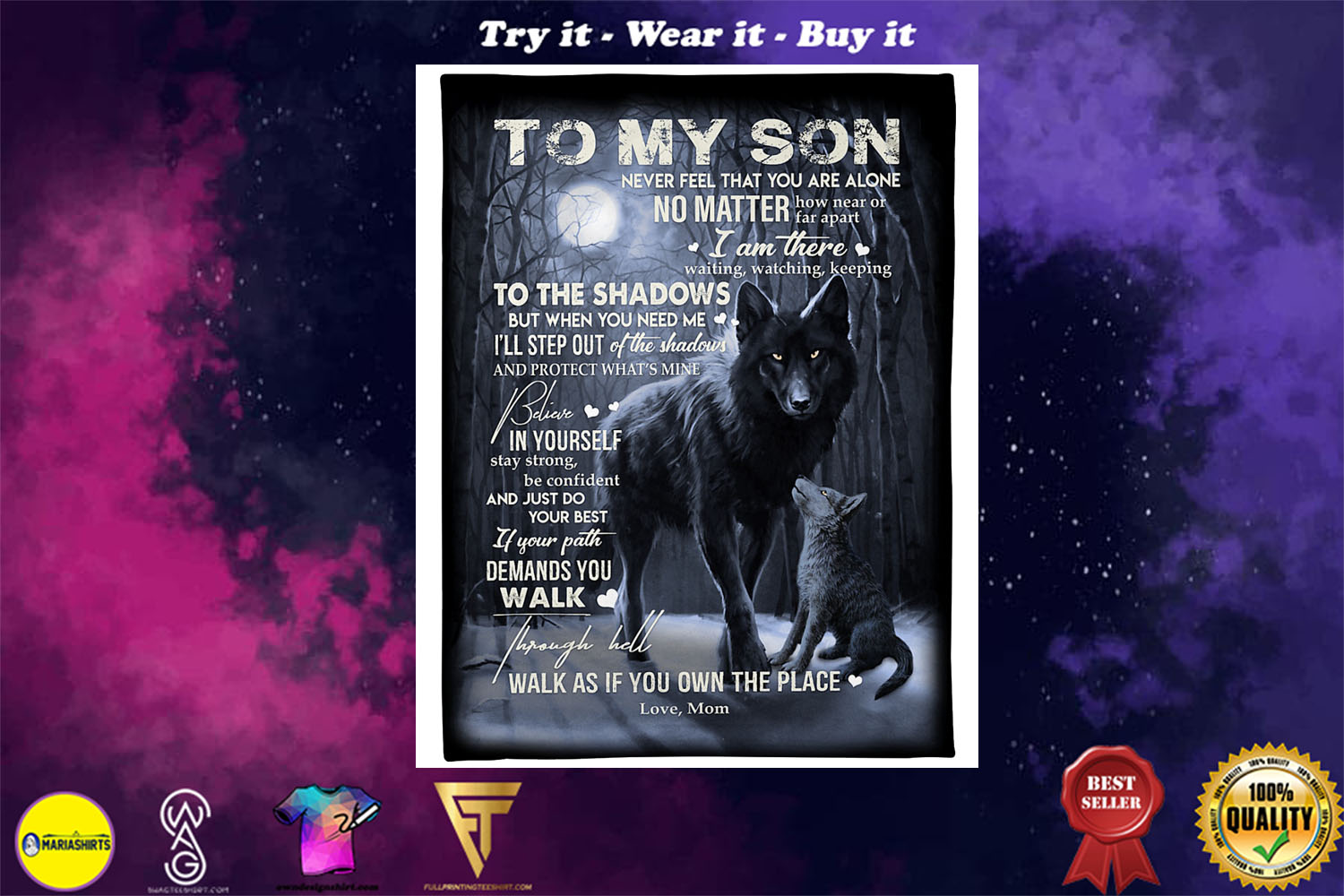 wolf to my son walk as if you own the place love mom blanket