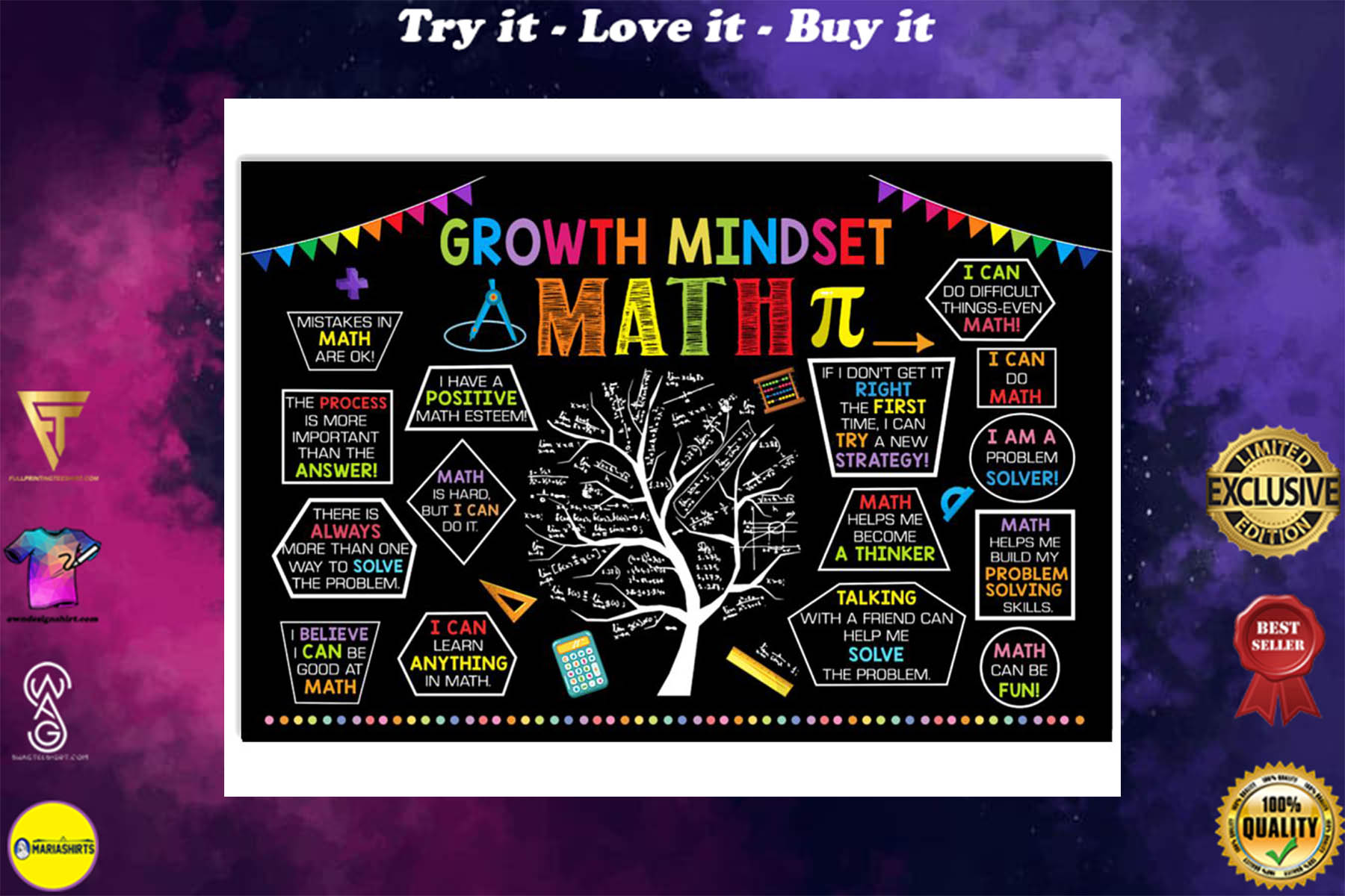 growth mindset tree math poster