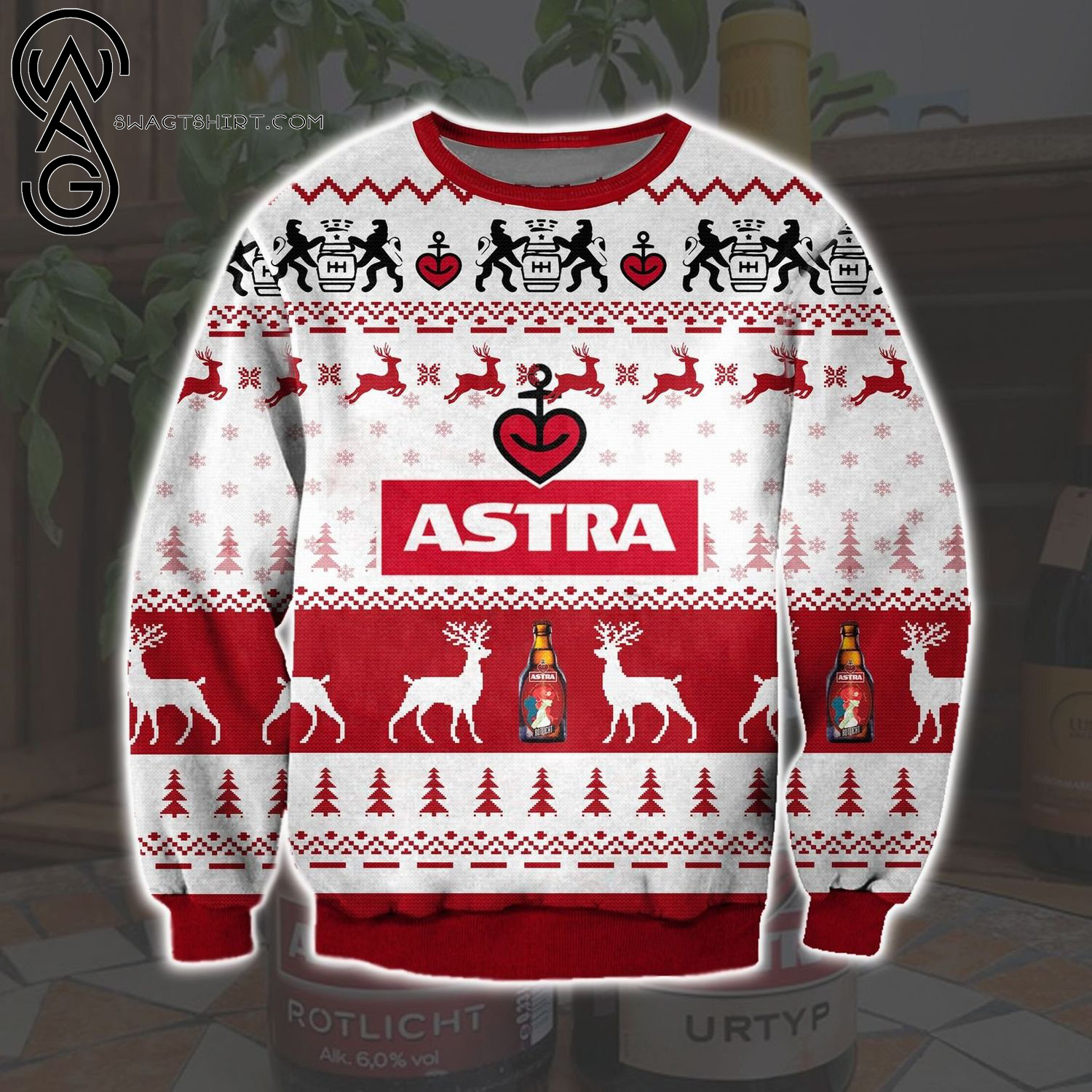 Astra Rotlicht Beer Full Print Ugly Christmas Sweater