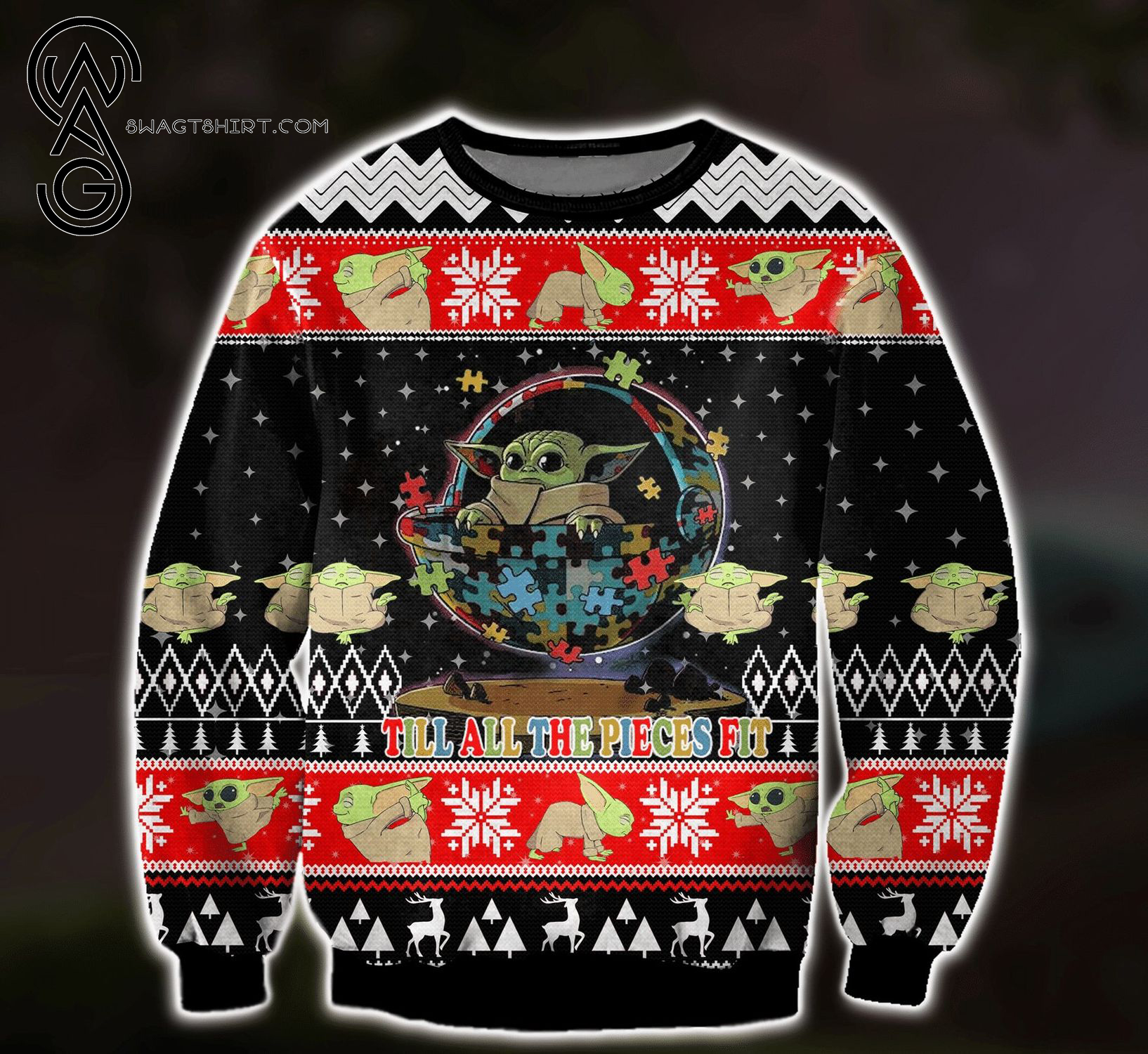Baby Yoda Autism Awareness Till All Pieces Fit Ugly Christmas Sweater
