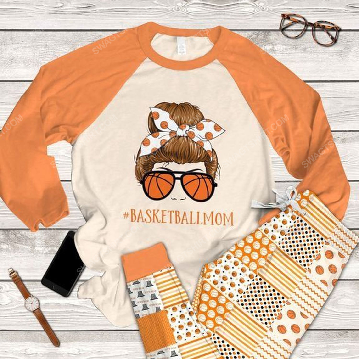 Basketball mom full print pajamas set 1 - Copy
