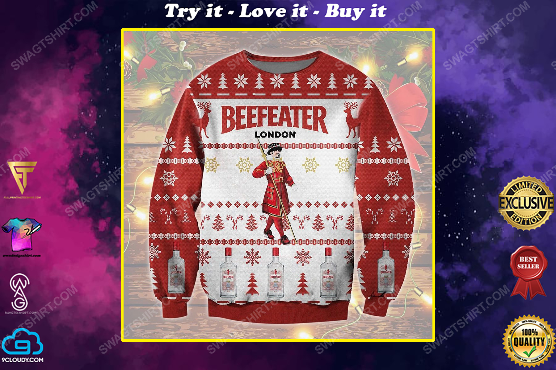 Beefeater gin ugly christmas sweater