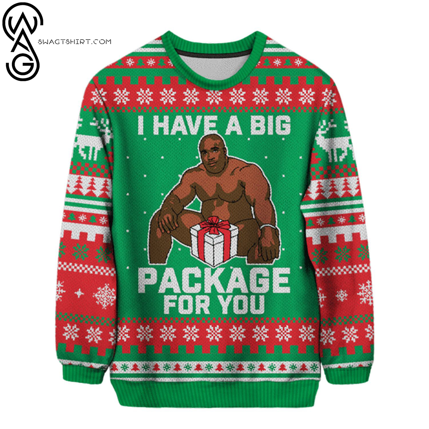 Big black i have a big package for you ugly christmas sweater