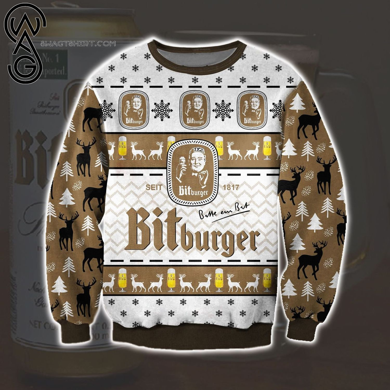 Bitburger Beer Full Print Ugly Christmas Sweater
