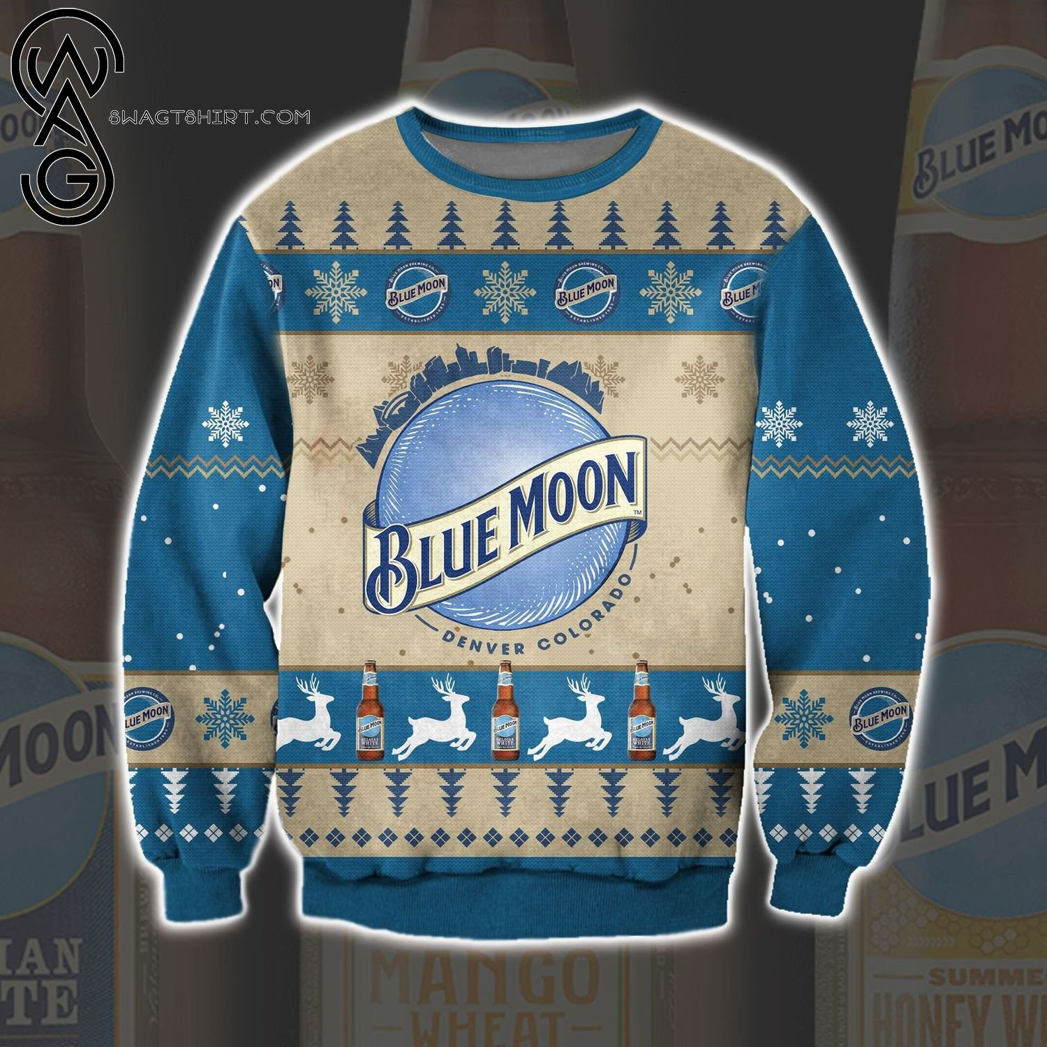Blue Moon Denver Colorado Full Print Ugly Christmas Sweater