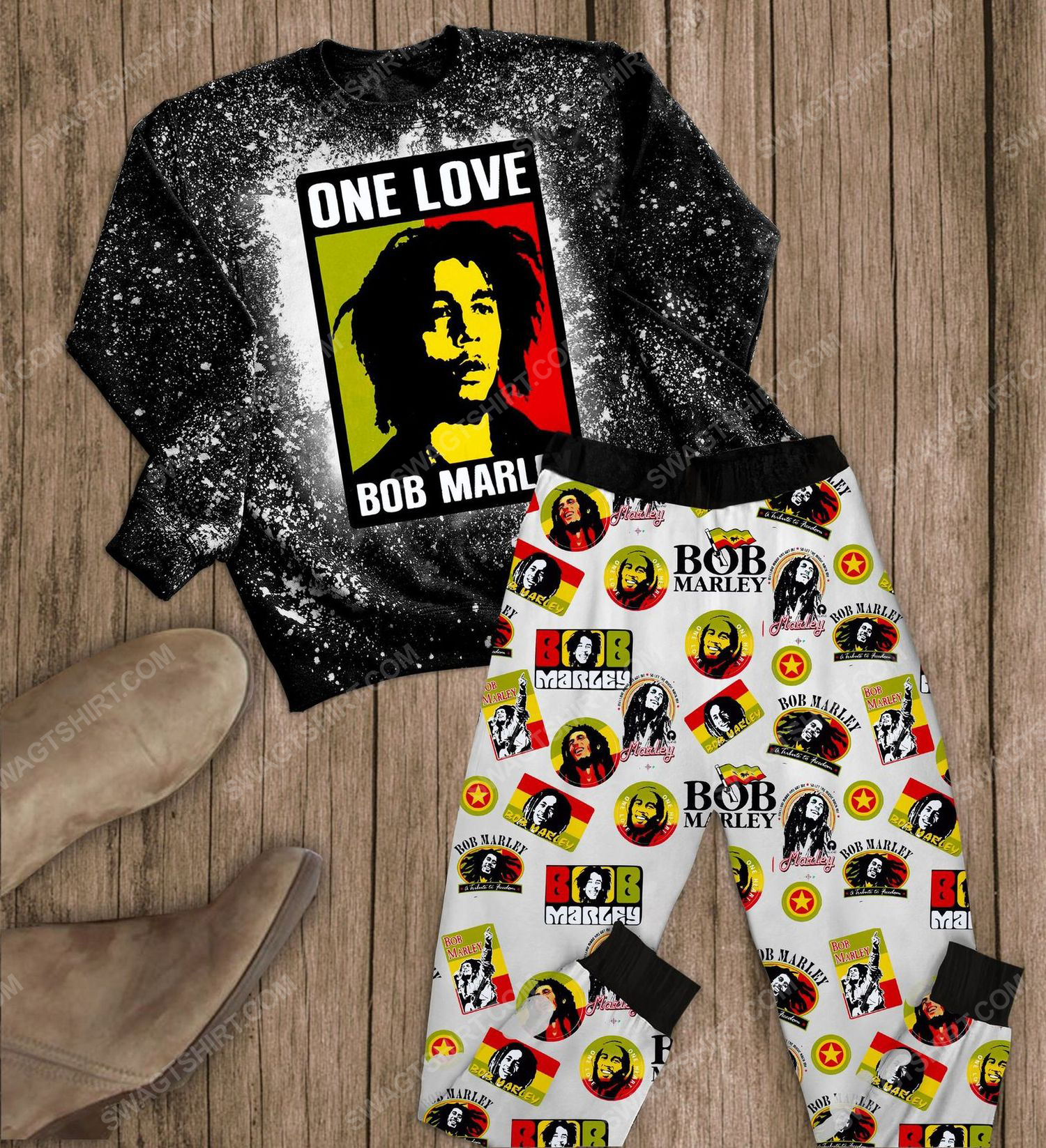 Bob marley one love full print pajamas set 1 - Copy