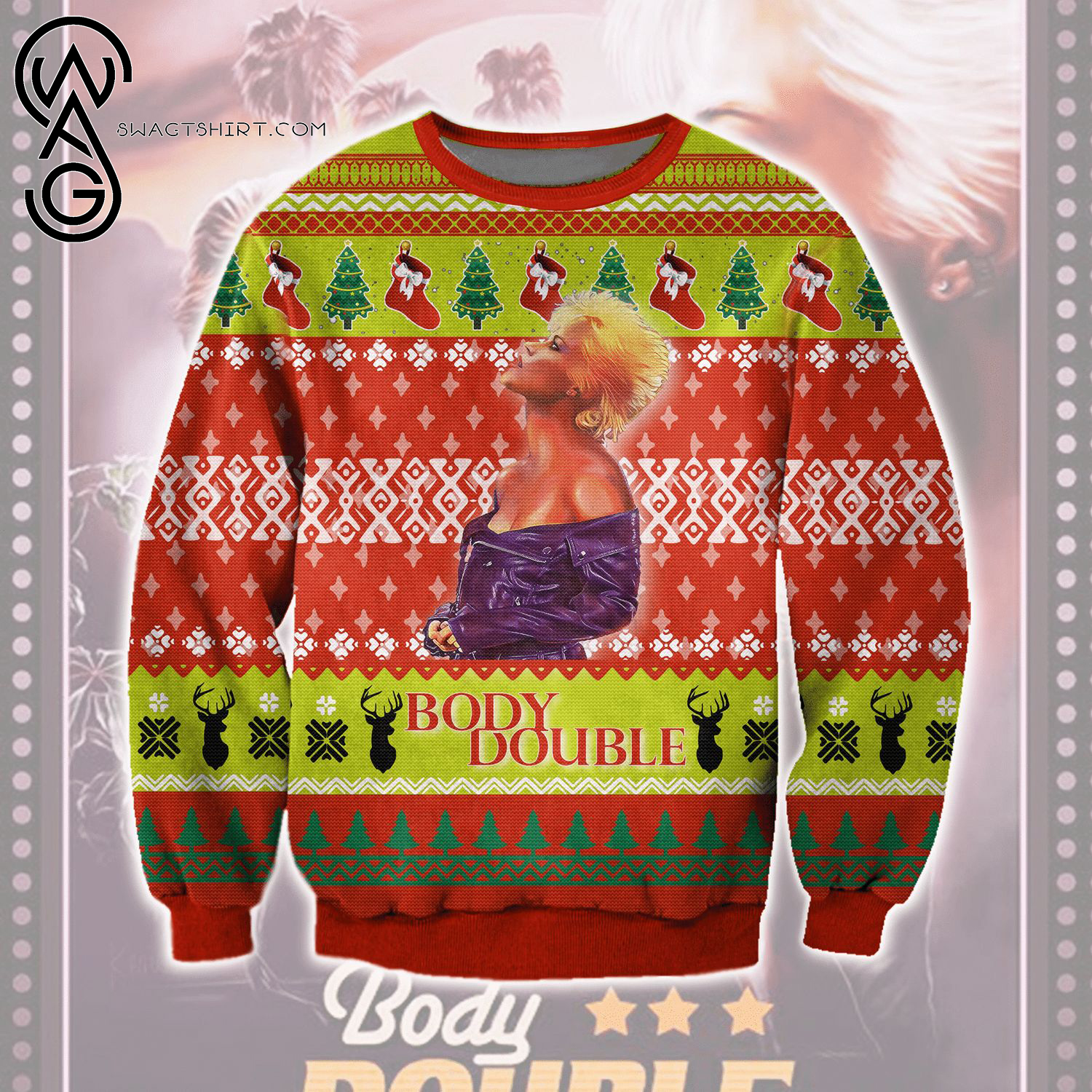 Body Double Movie Full Print Ugly Christmas Sweater