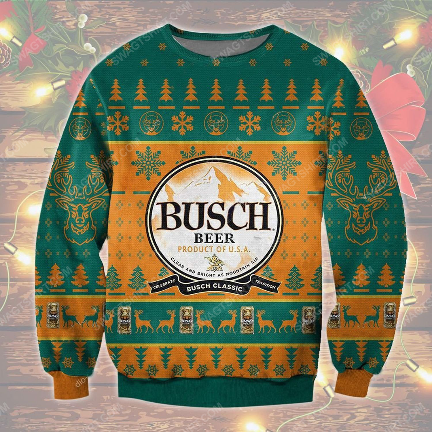 Busch beer product of usa ugly christmas sweater
