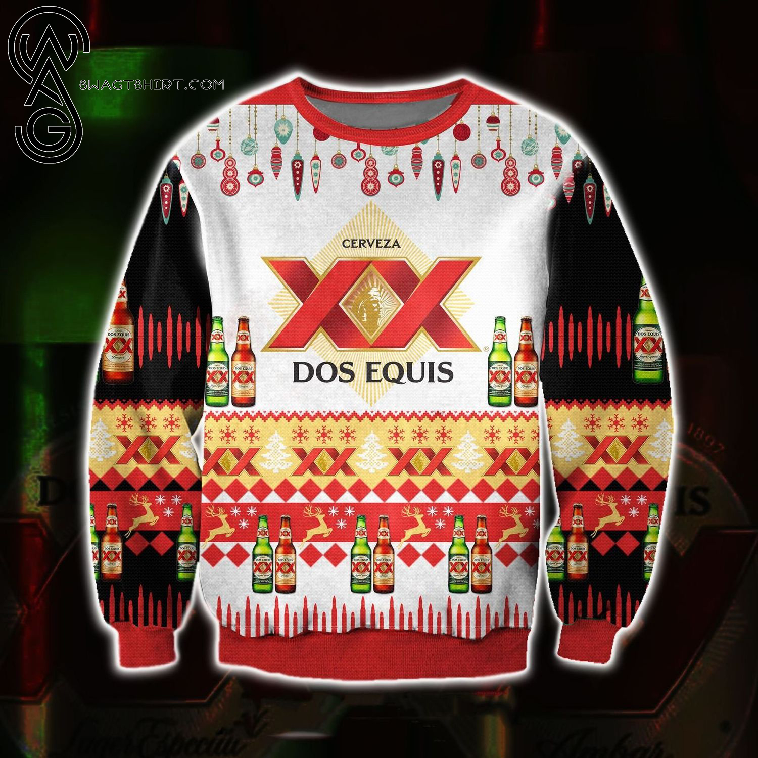 Cervezas de Mexico Dos Equis Full Print Ugly Christmas Sweater
