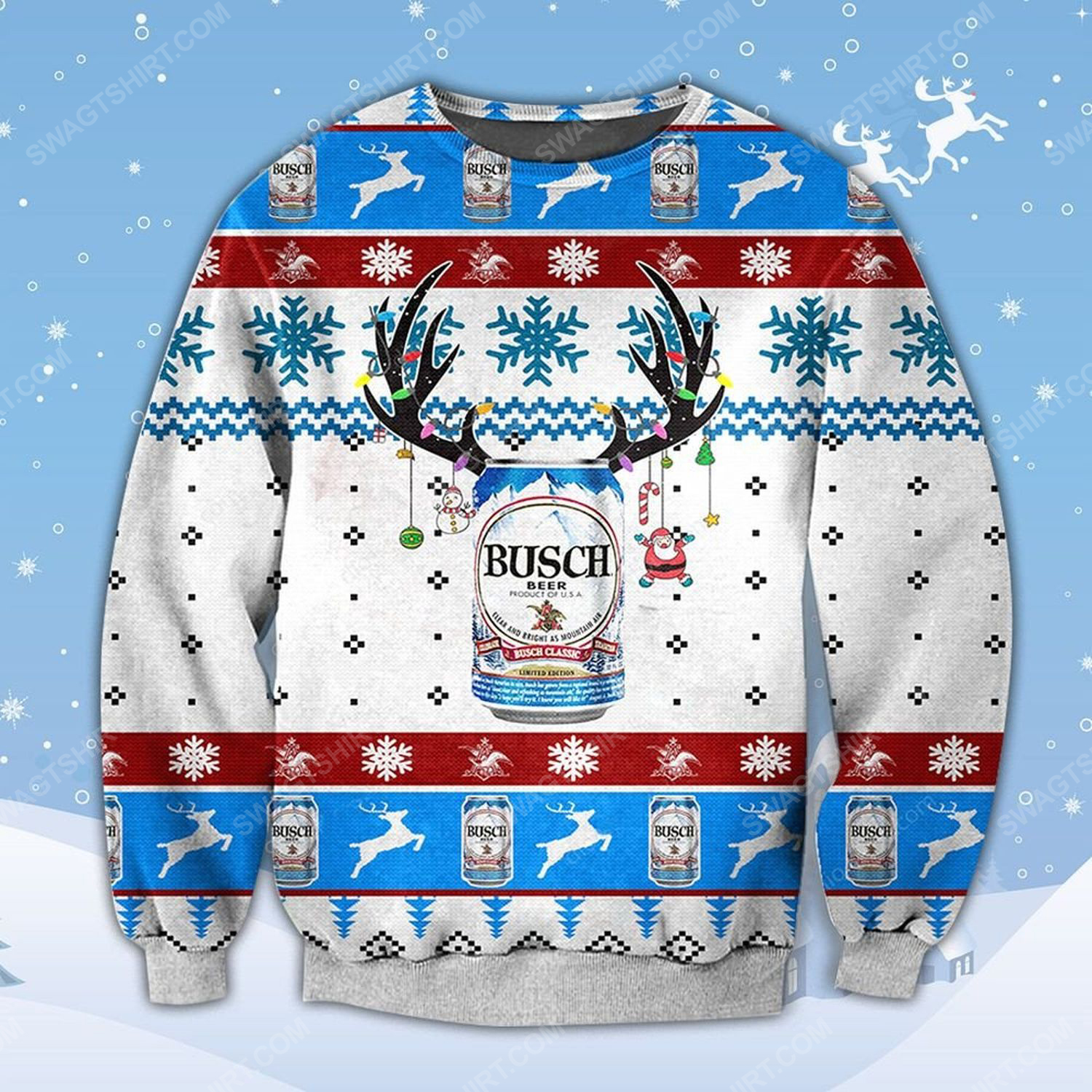 Christmas light reindeer busch beer ugly christmas sweater 1 - Copy (2)