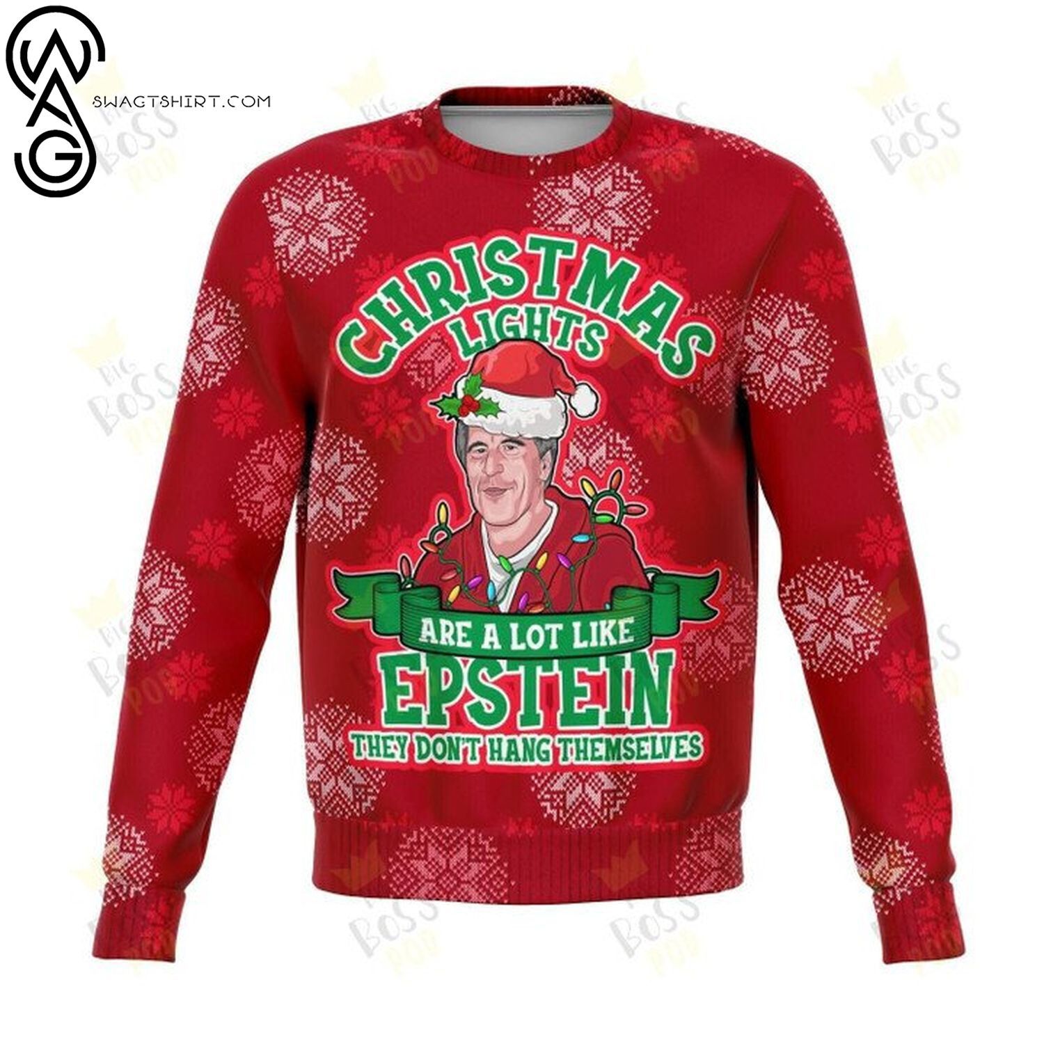 Christmas lights are a lot like epstein they don't hang themselves ugly christmas sweater(4) - Copy