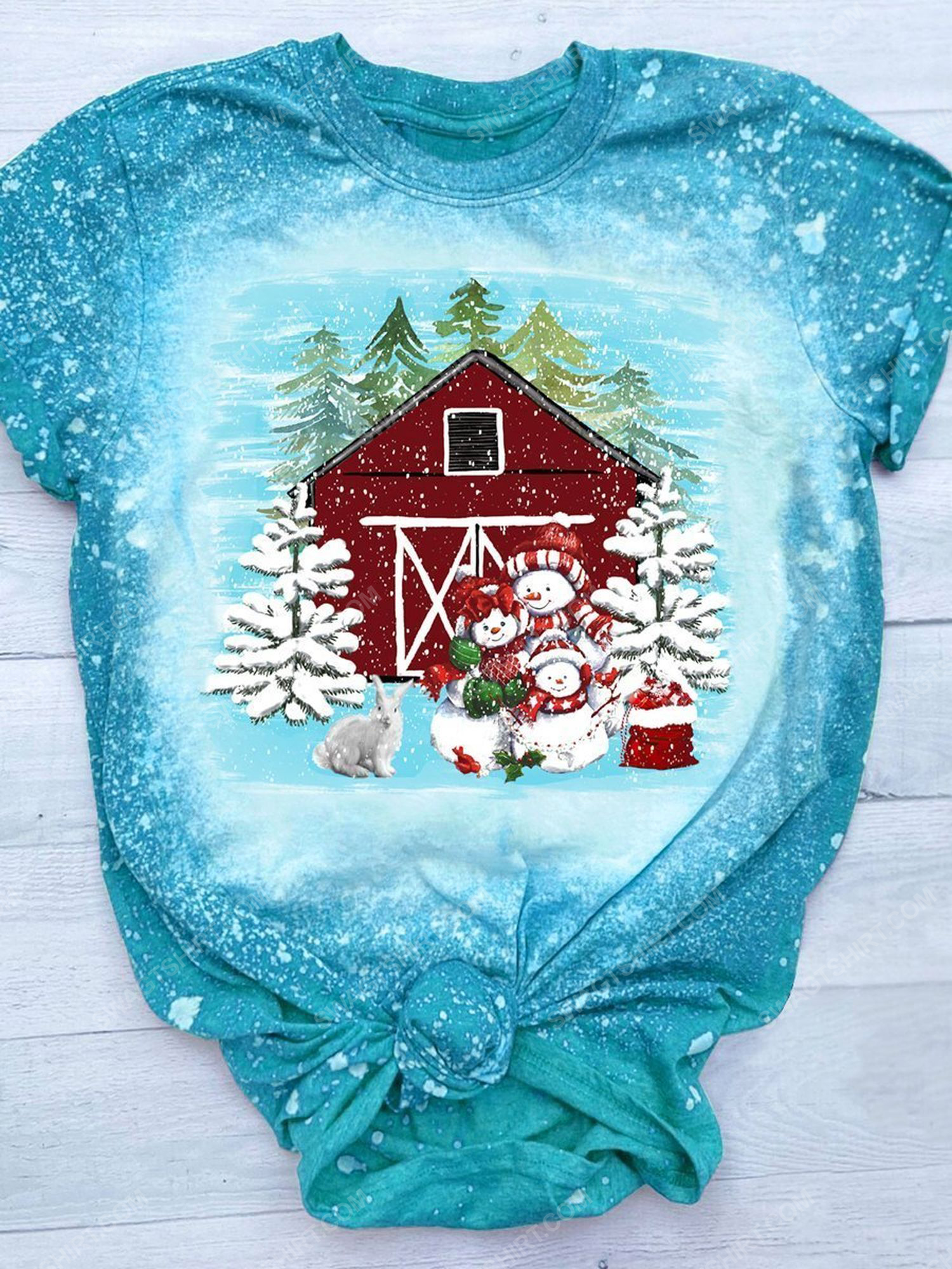 Christmas tree and snowman full print shirt 1