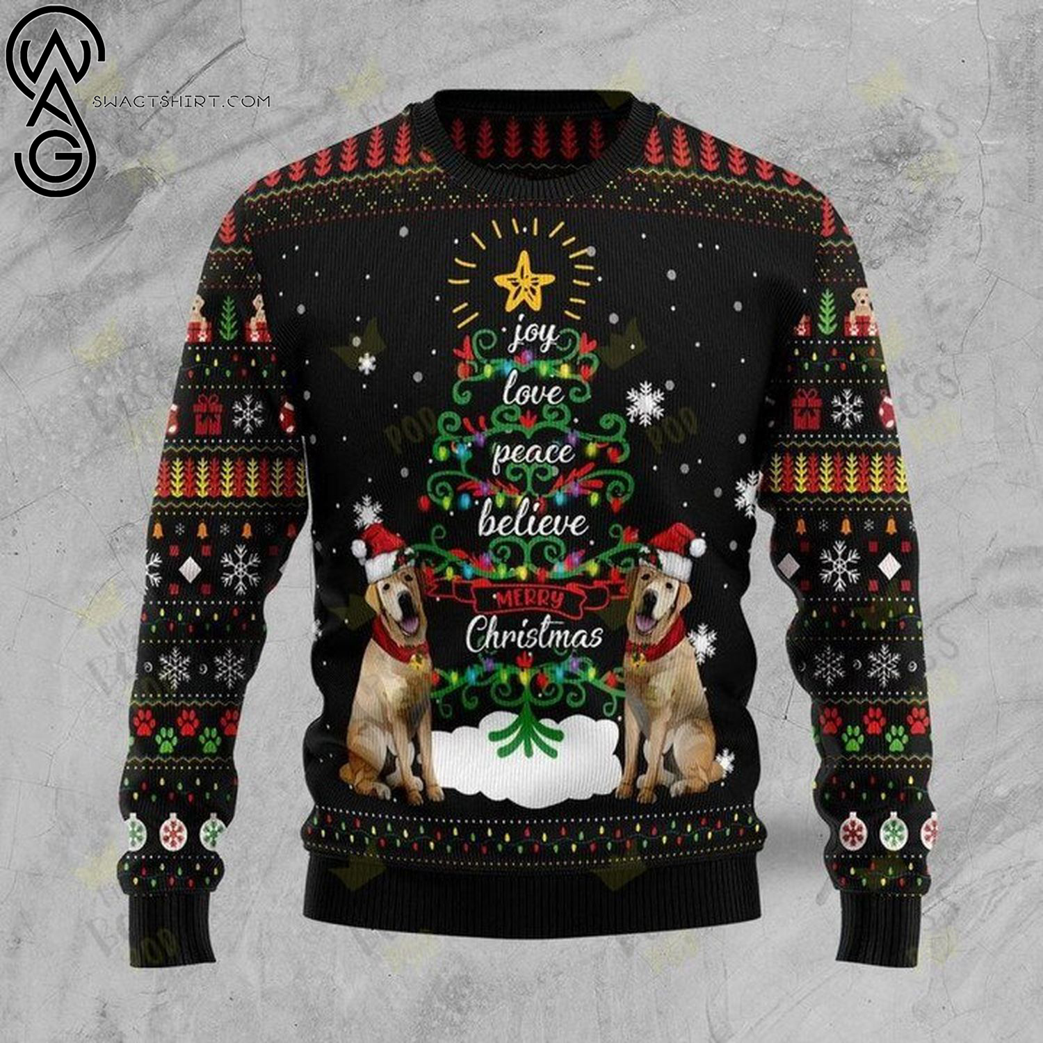 Christmas tree labrador retriever dog full printing ugly christmas sweater