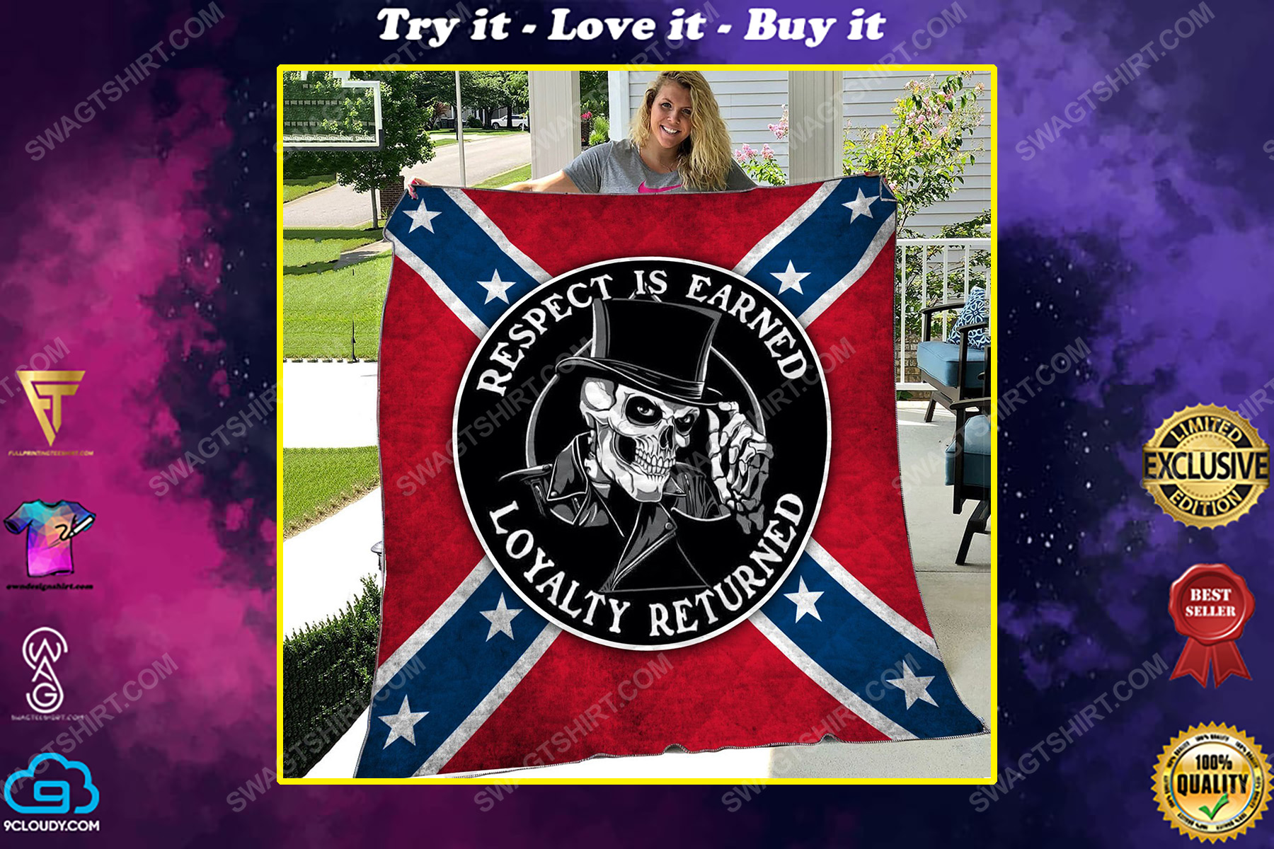 Confederate states of america respect is earned not given quilt