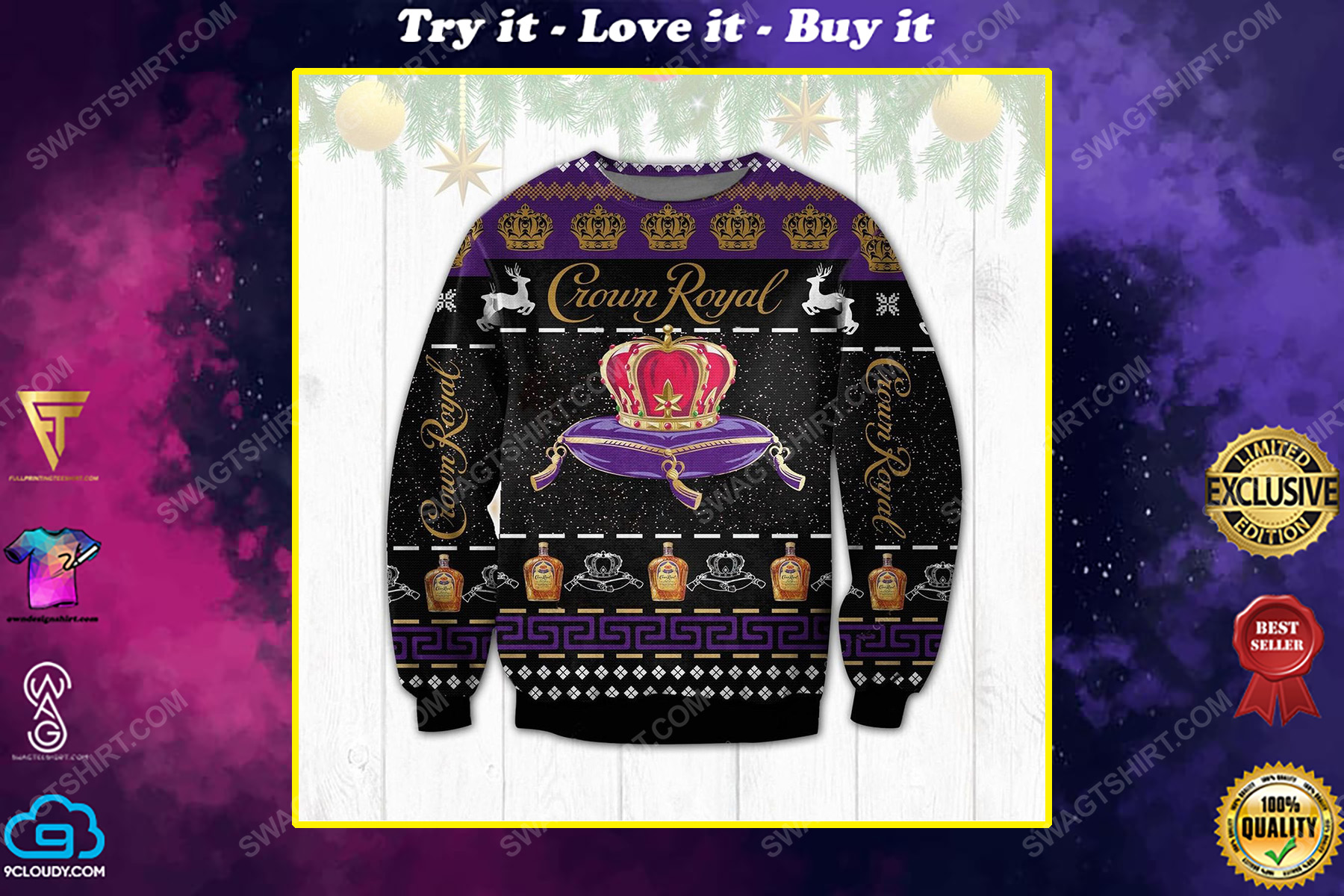 Crown royal canadian whisky ugly christmas sweater