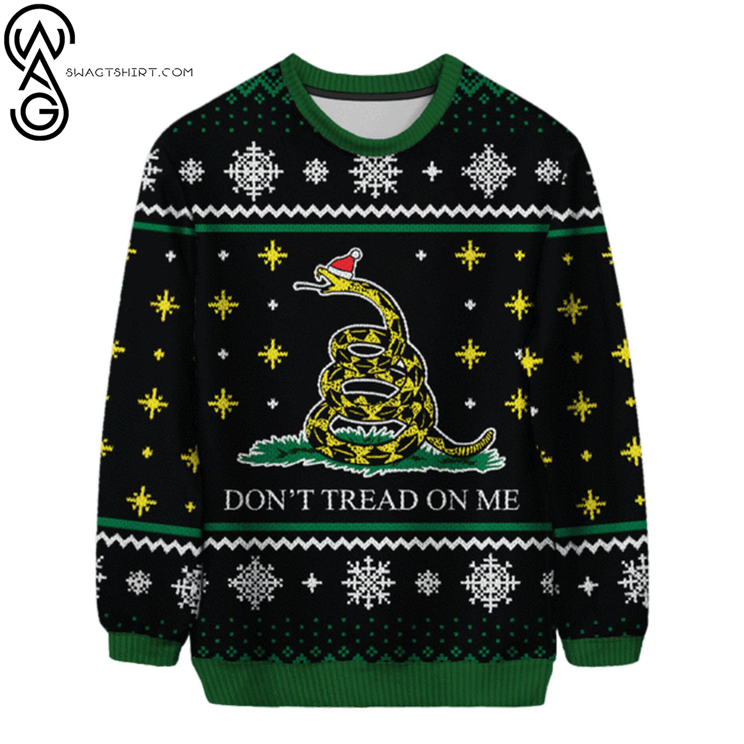 Don't tread on me snack with santa hat ugly christmas sweater