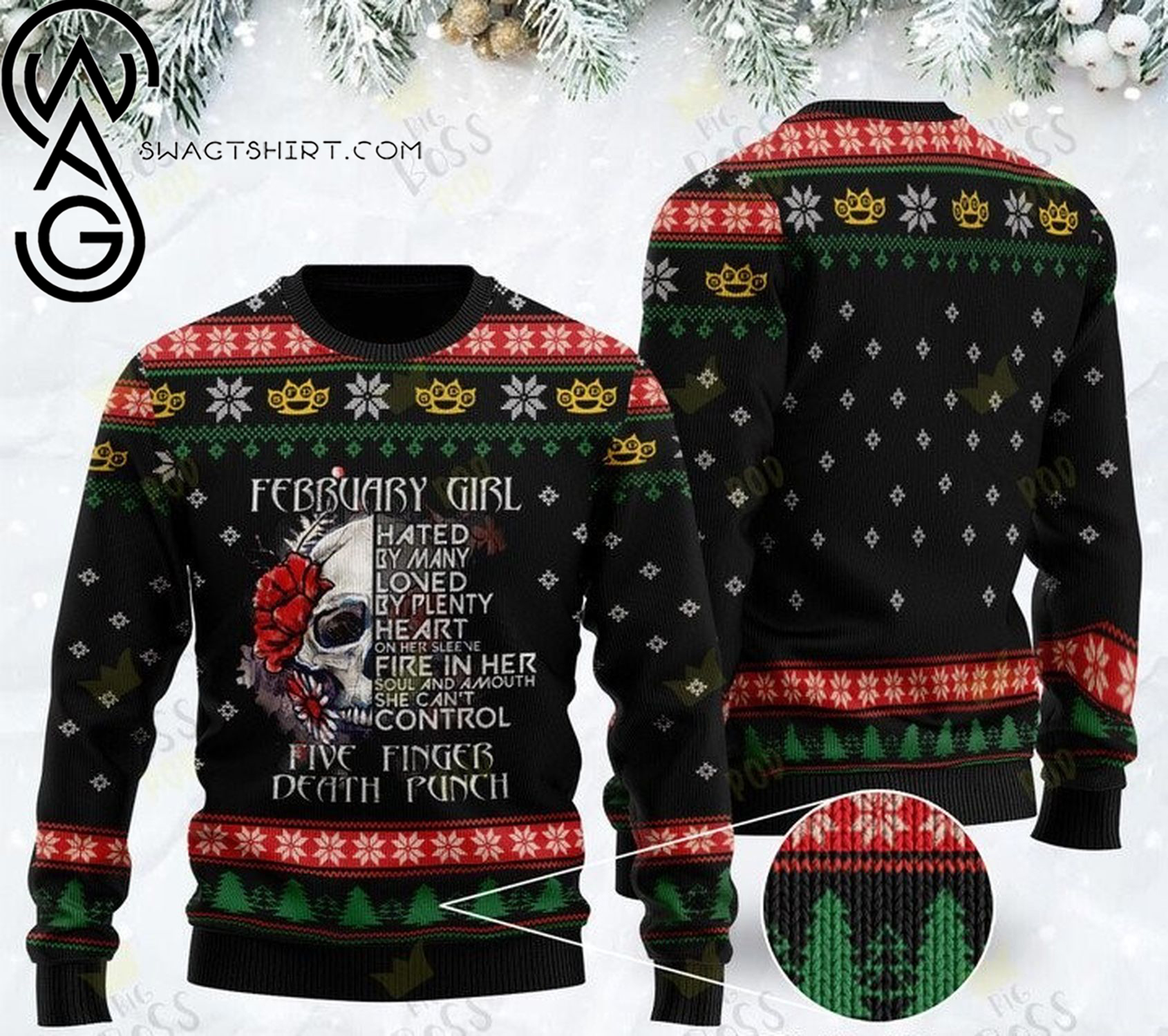 February girl five finger death punch ugly christmas sweater