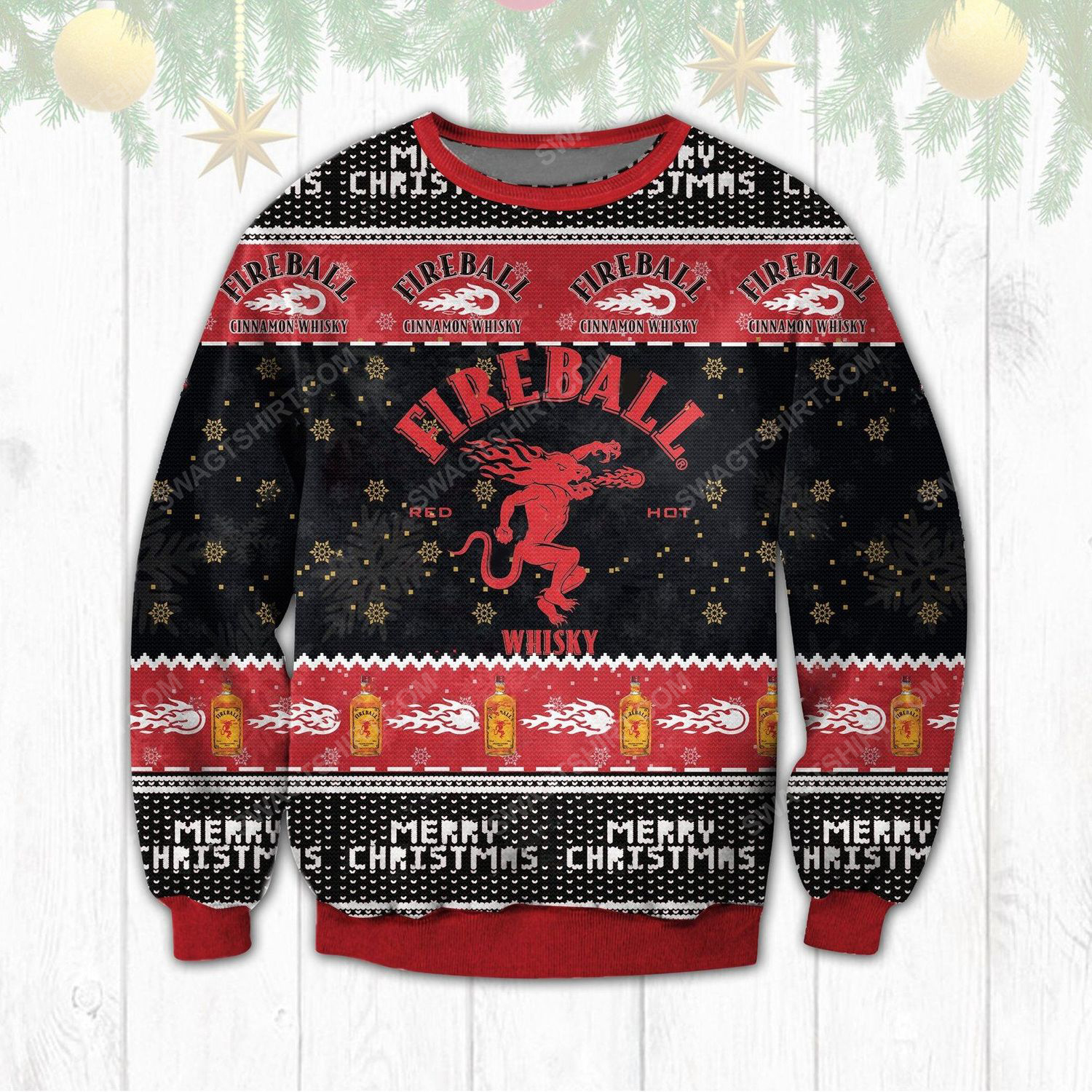 Fireball cinnamon whisky ugly christmas sweater