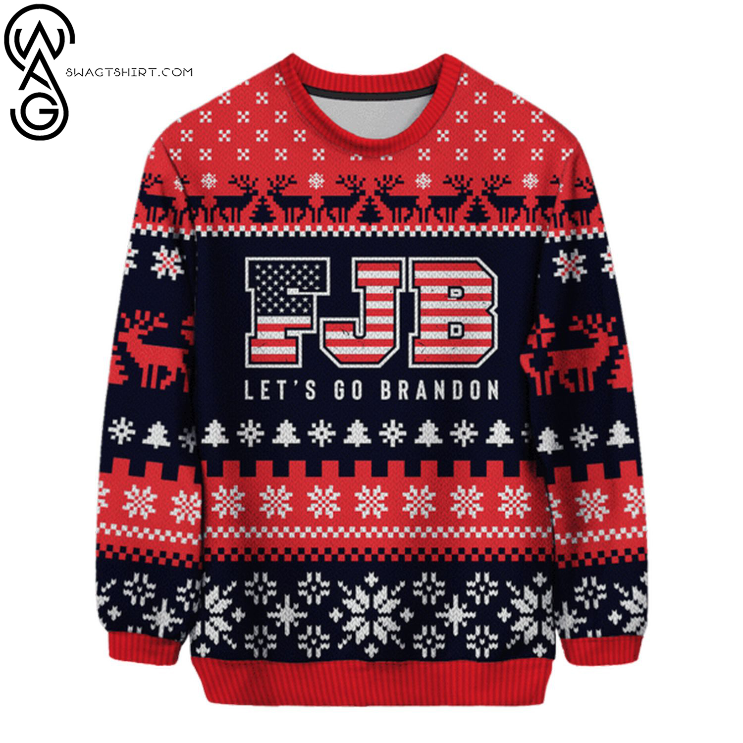 Fjb let's go brandon full printing ugly christmas sweater