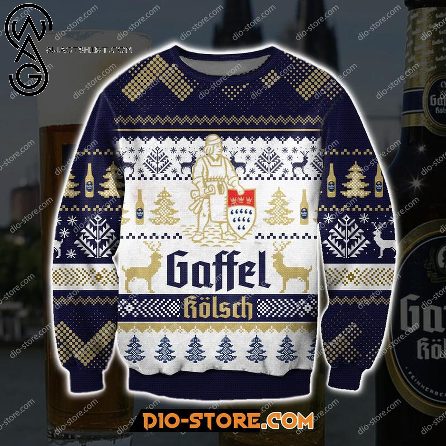 Gaffel Kolsch Beer Full Print Ugly Christmas Sweater