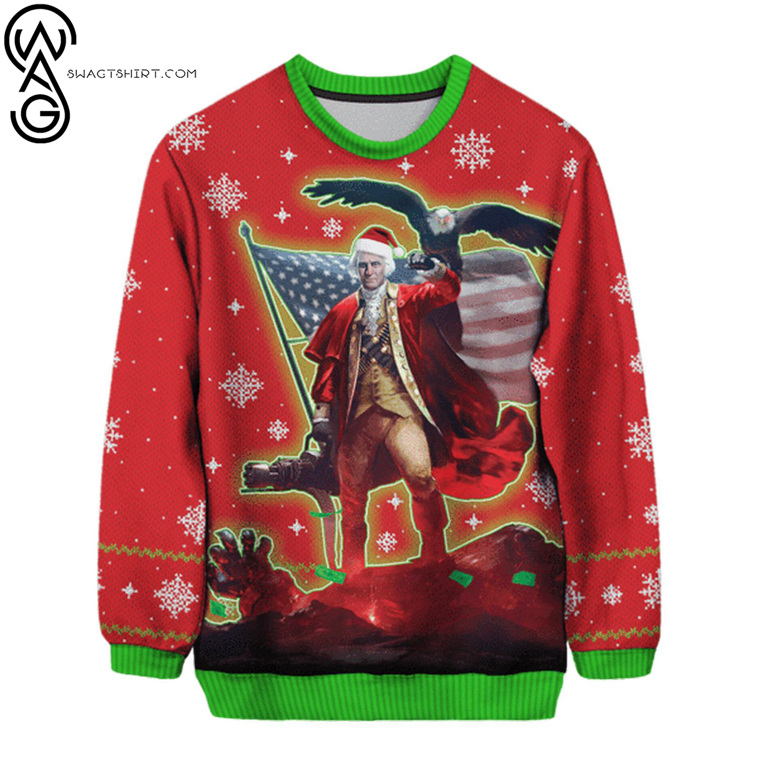 George washington full printing ugly christmas sweater