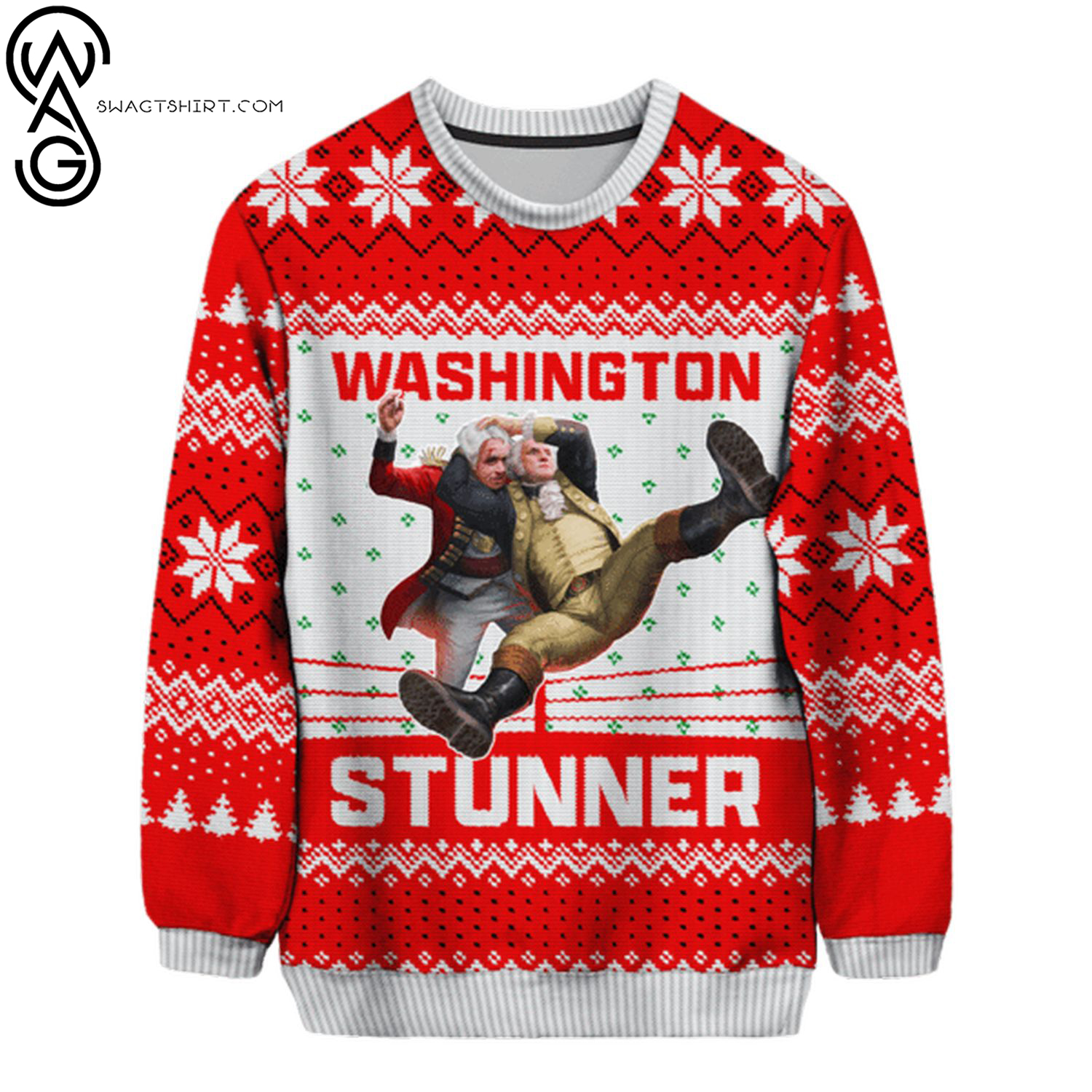 George washington stunner full printing ugly christmas sweater