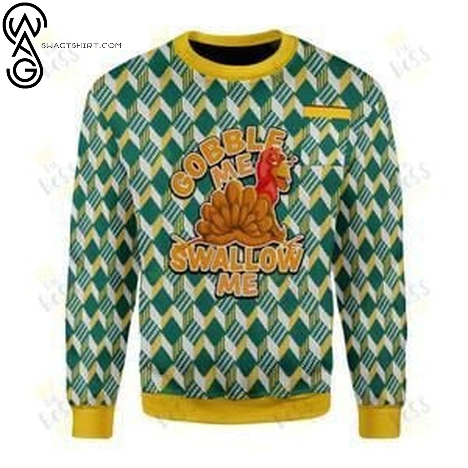 Gobble me swallow me full printing ugly christmas sweater