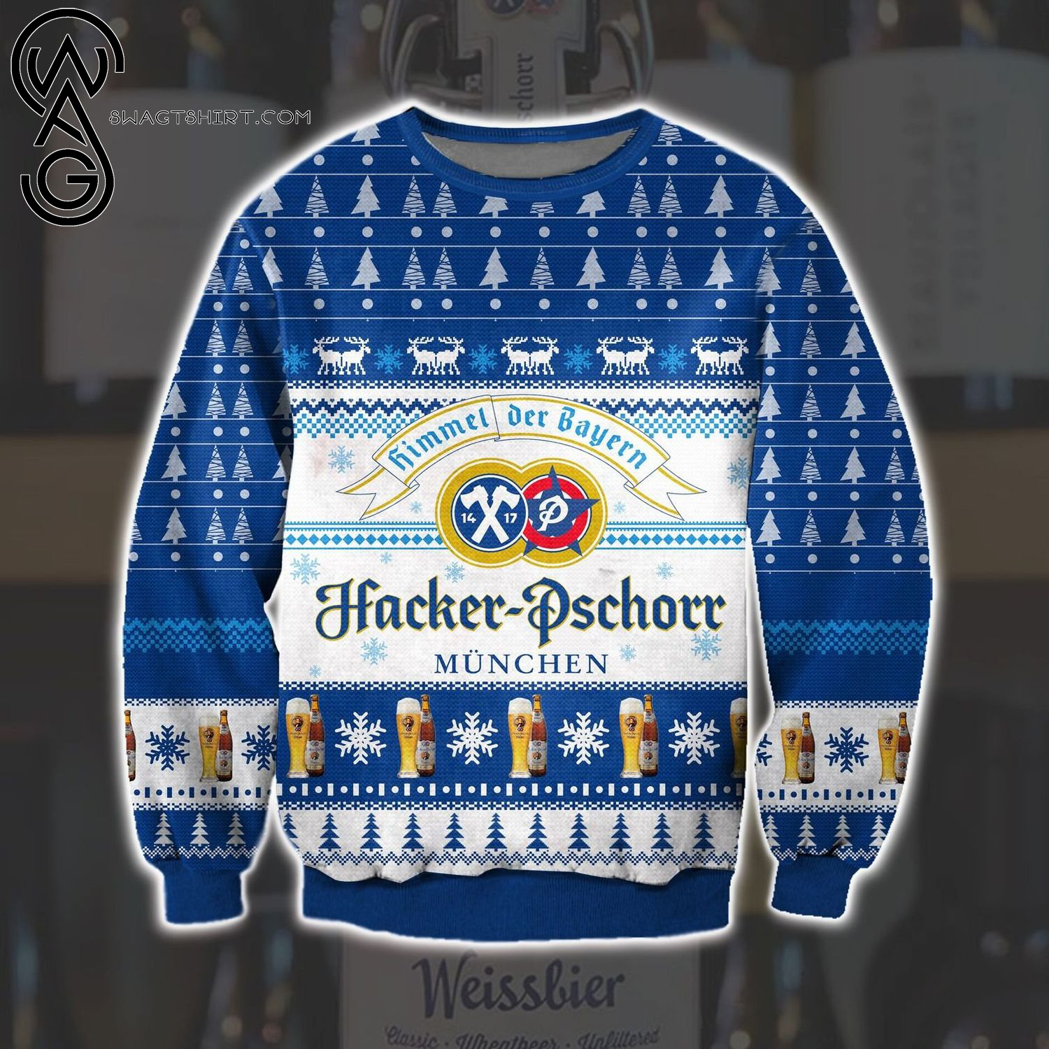 Hacker-Pschorr Brewery Full Print Ugly Christmas Sweater
