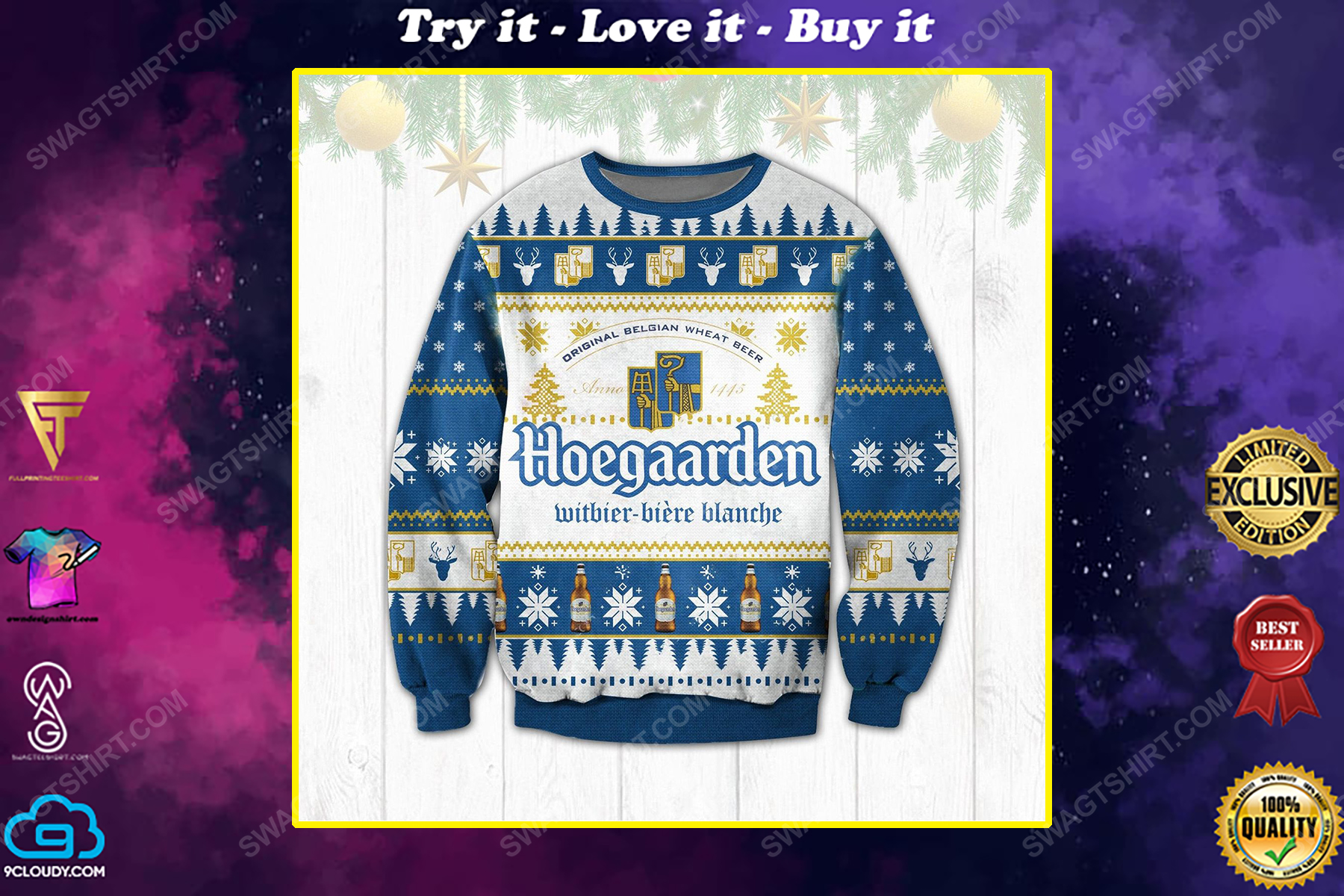 Hoegaarden witbie biere blanche ugly christmas sweater