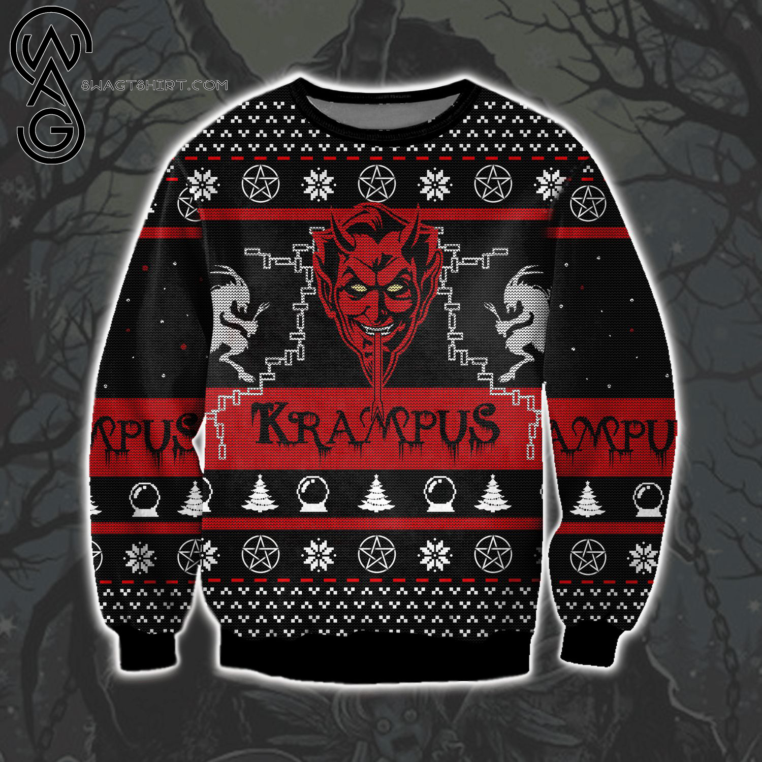 Horror Movie Krampus Full Print Ugly Christmas Sweater