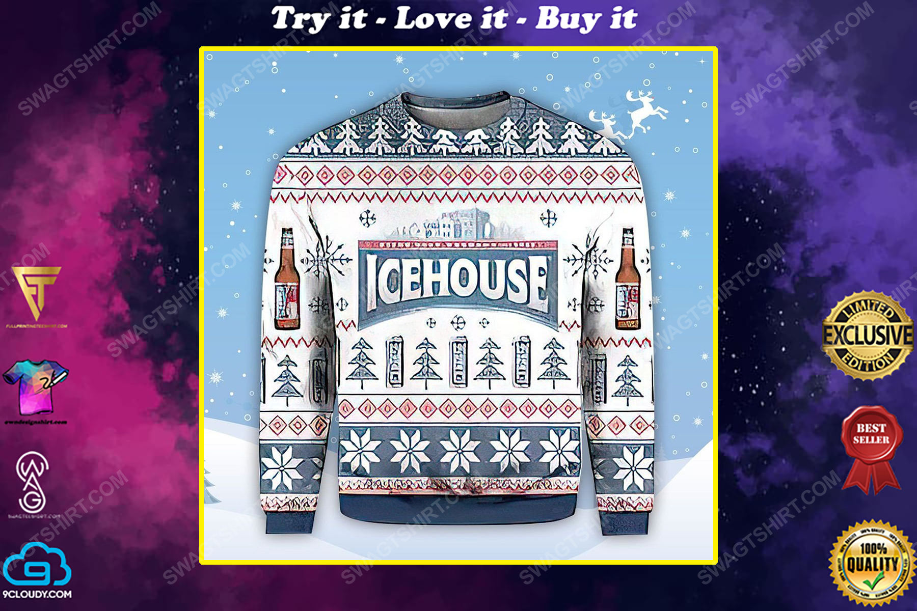 Icehouse beer ugly christmas sweater