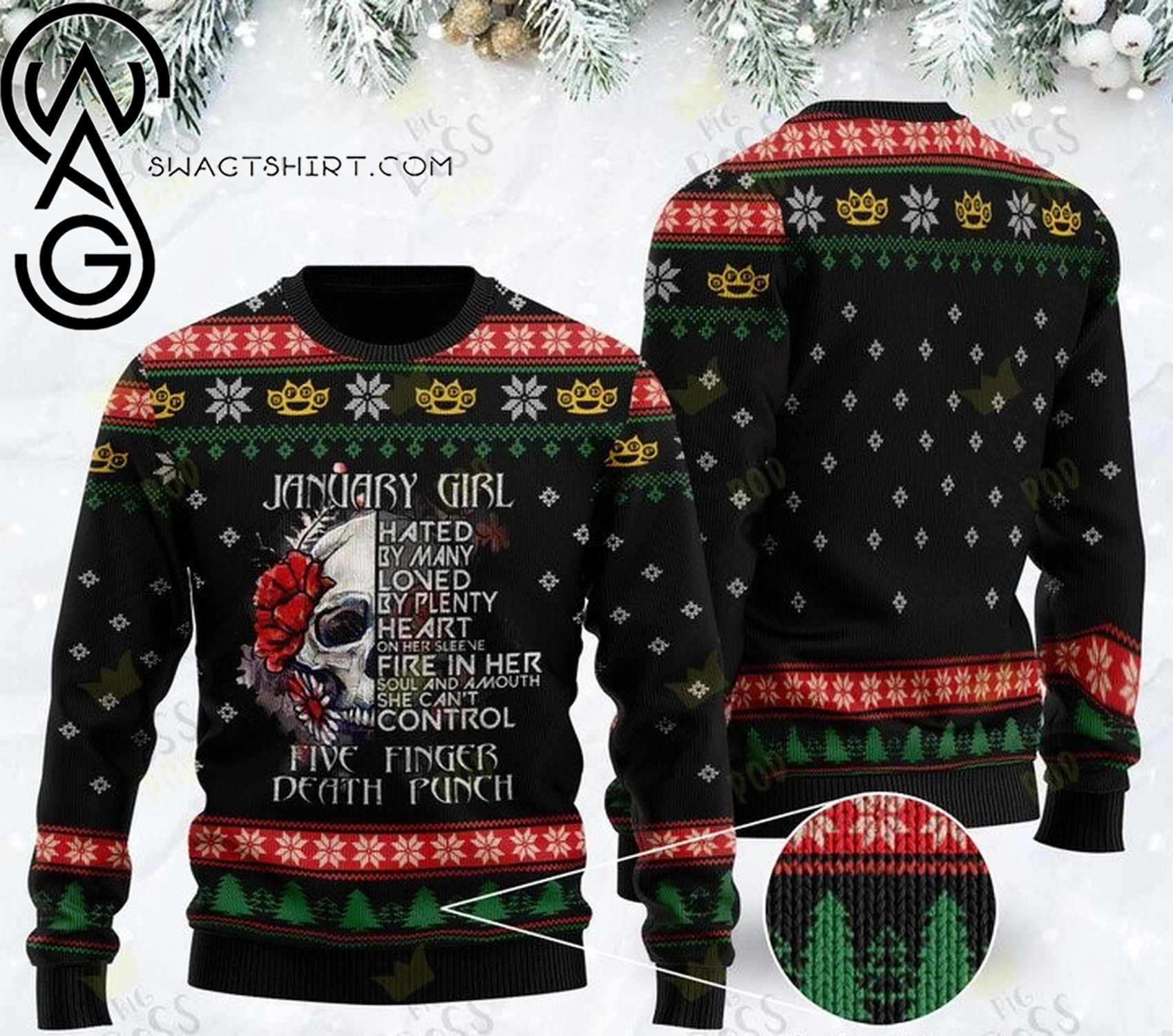 January girl five finger death punch ugly christmas sweater
