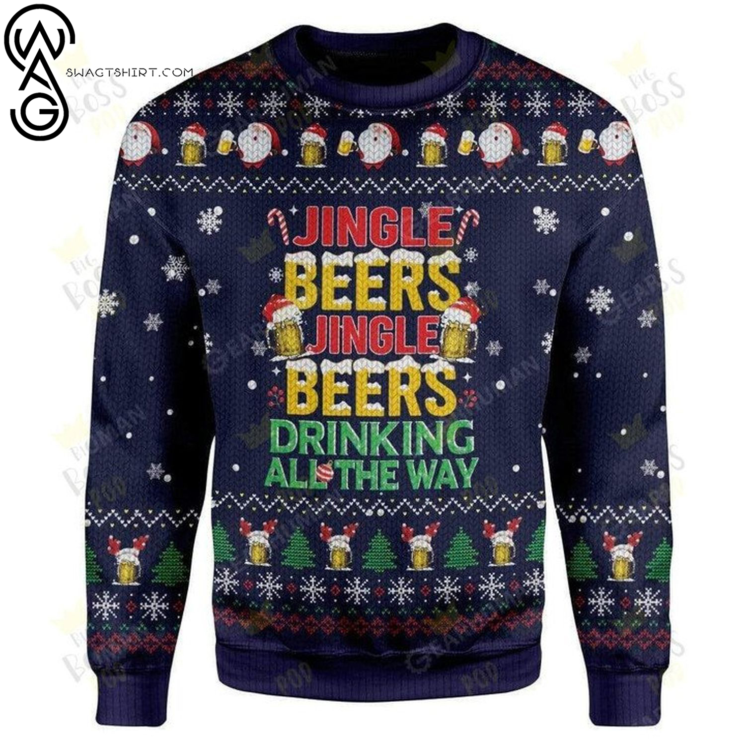 Jingle beers jingle beers drink it all the way ugly christmas sweater