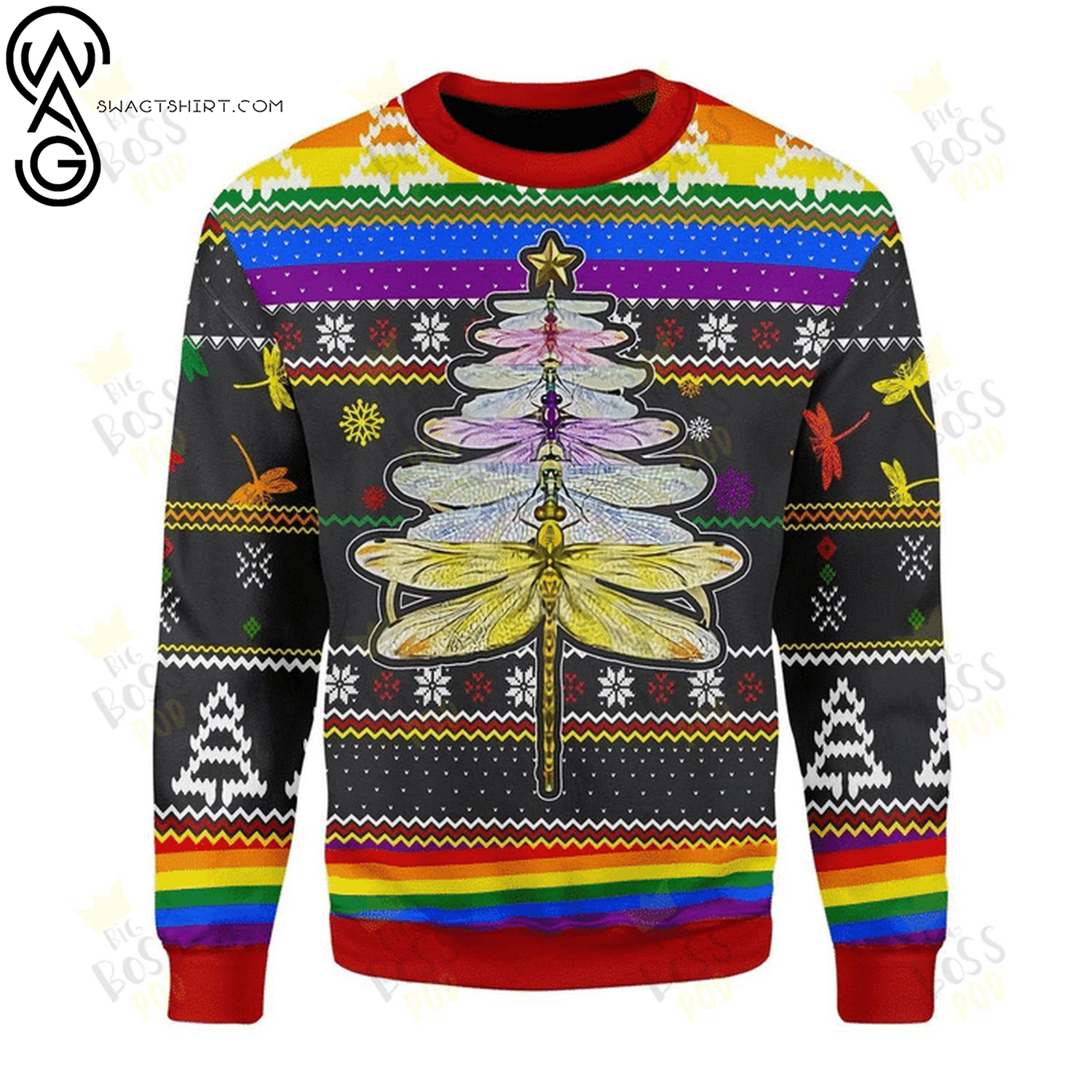 LGBT dragonfly full printing ugly christmas sweater