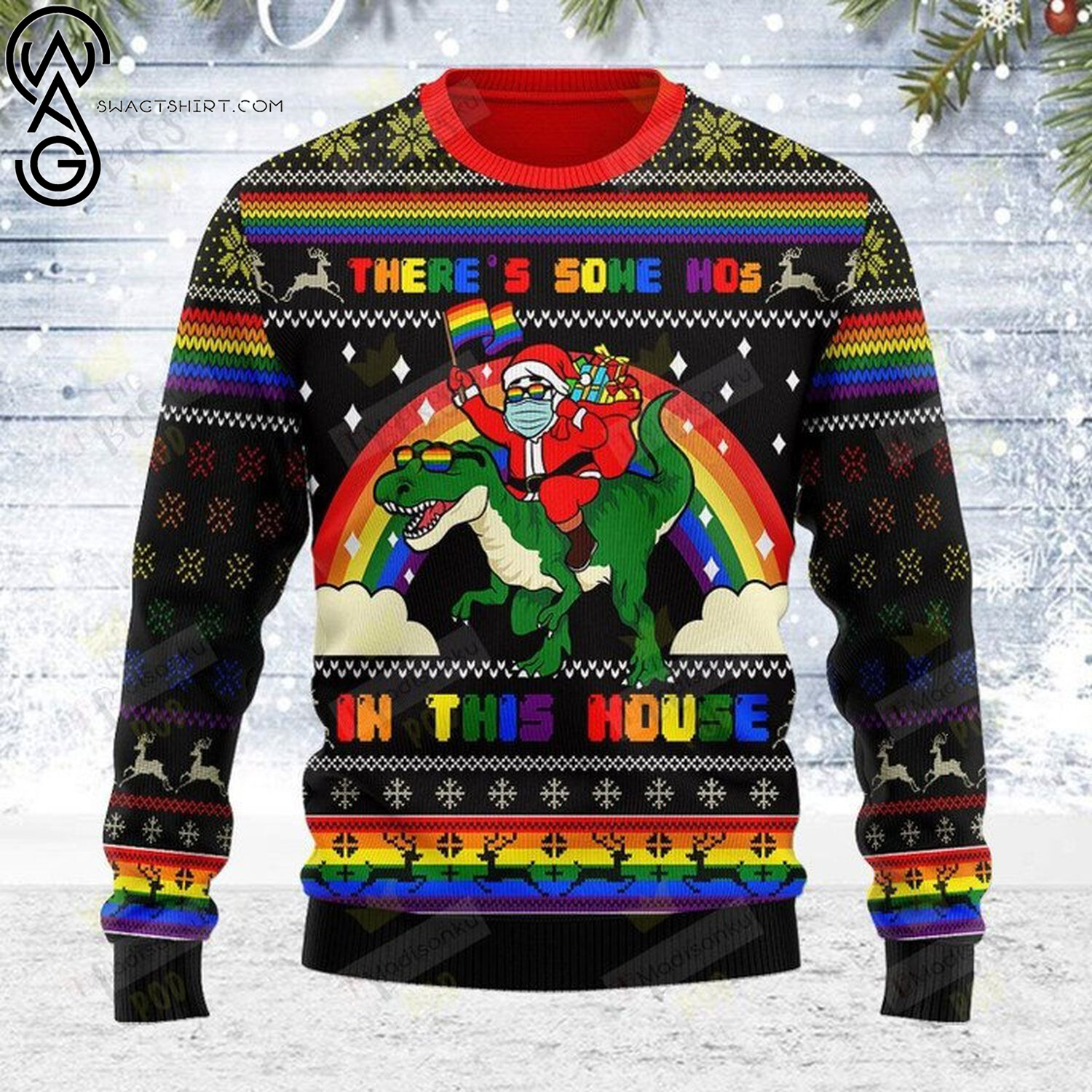 LGBTQ there's some hos in this house ugly christmas sweater