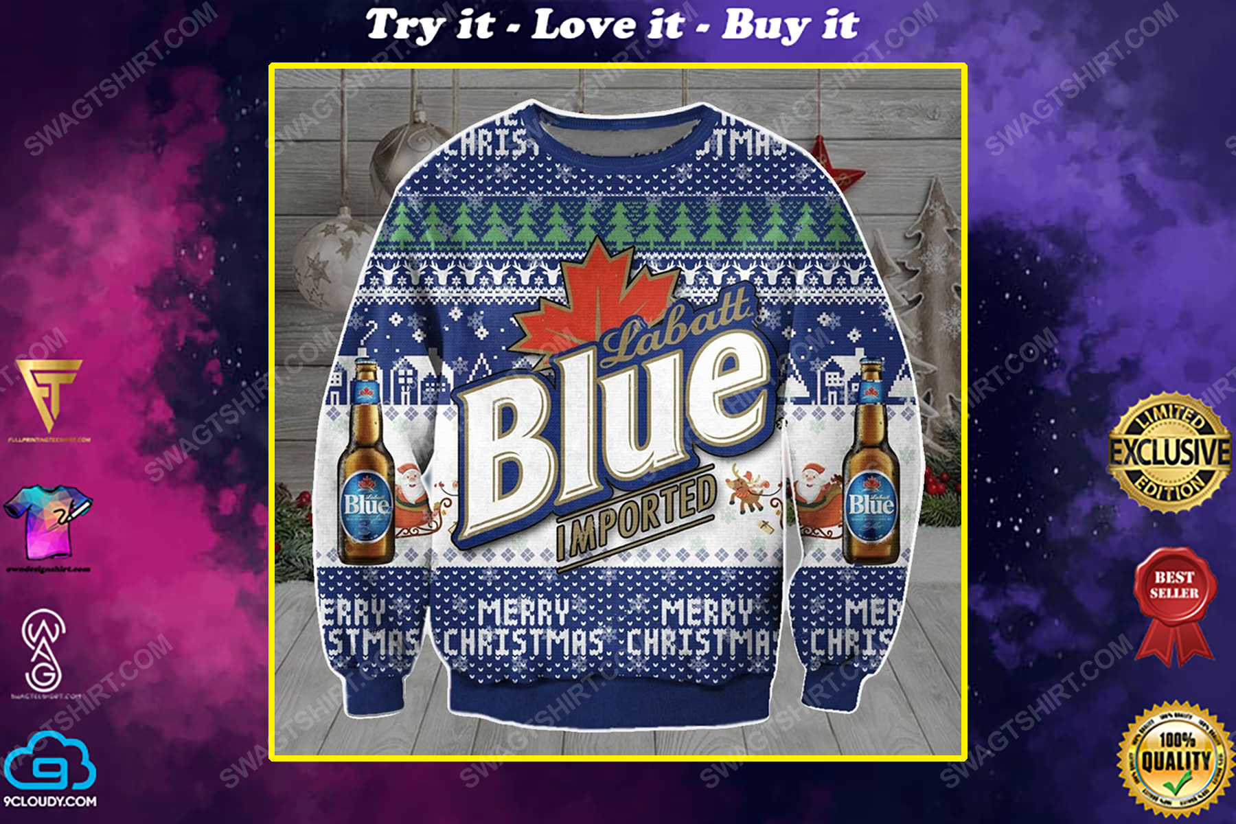 Labatt blue imported ugly christmas sweater