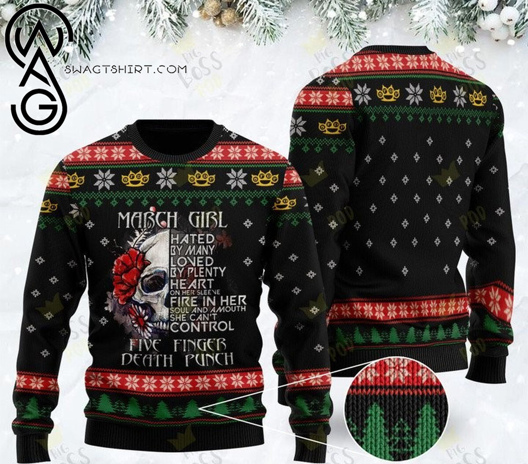 March girl five finger death punch ugly christmas sweater
