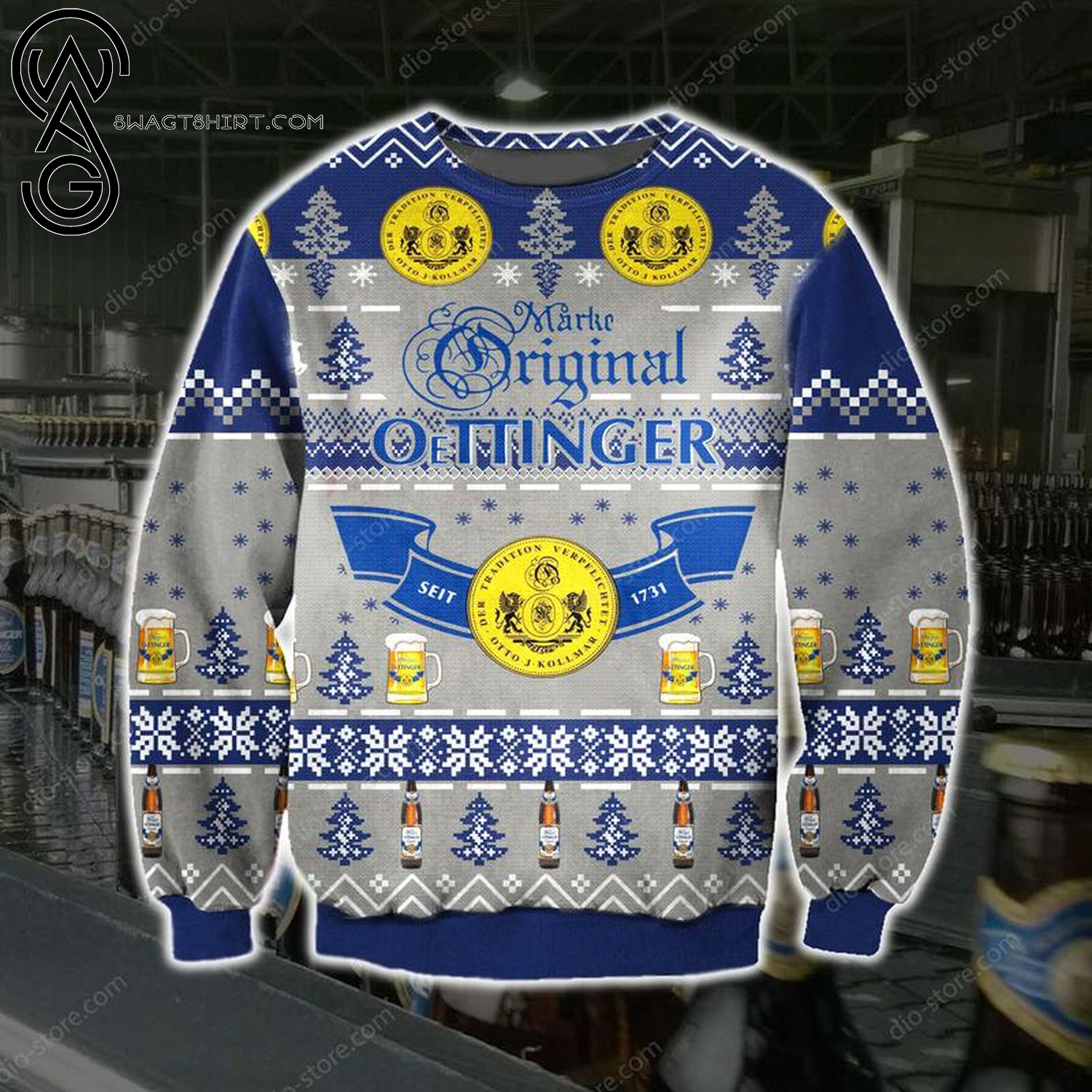 Marke Original Oettinger Beer Full Print Ugly Christmas Sweater