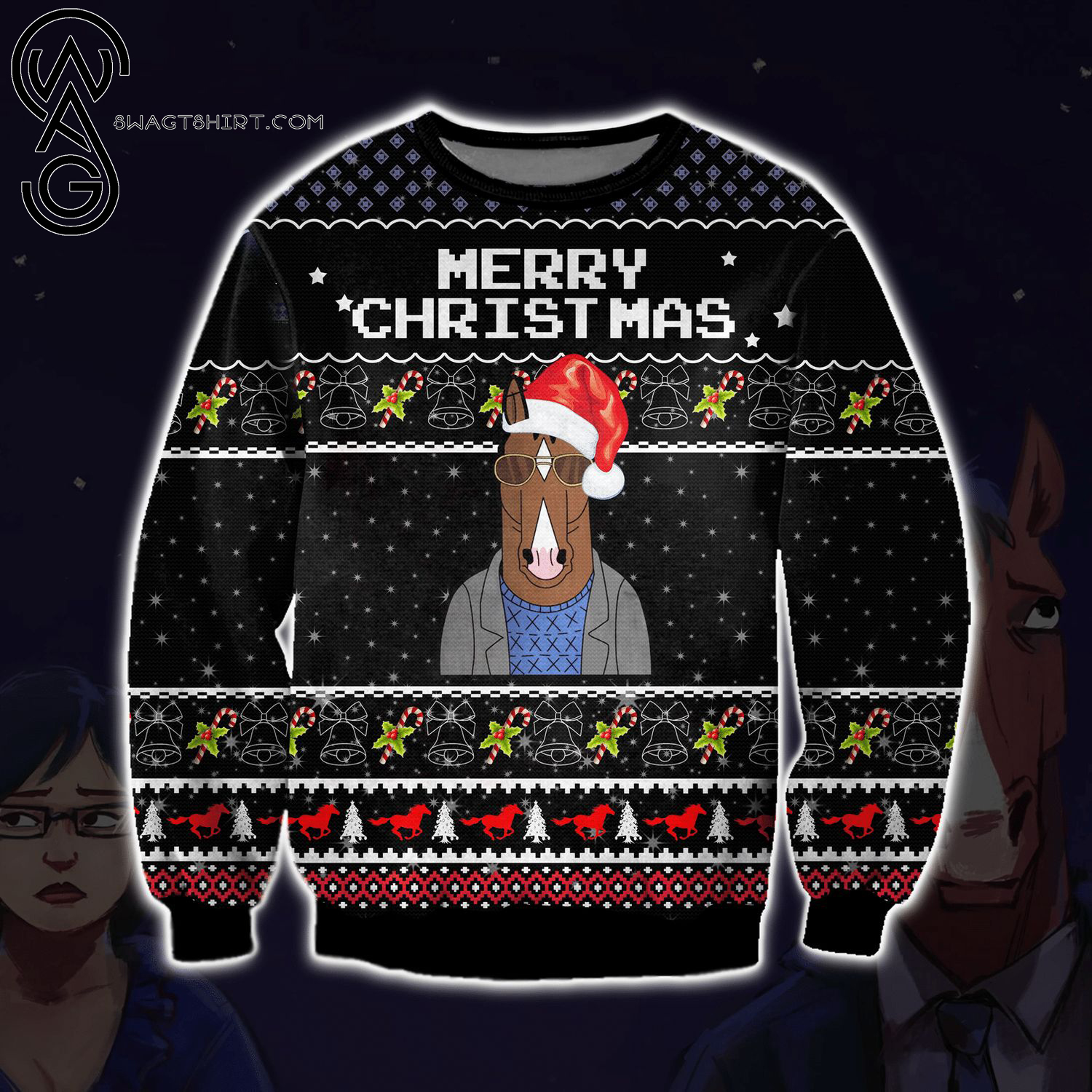 Merry Christmas BoJack Horseman Full Print Ugly Christmas Sweater