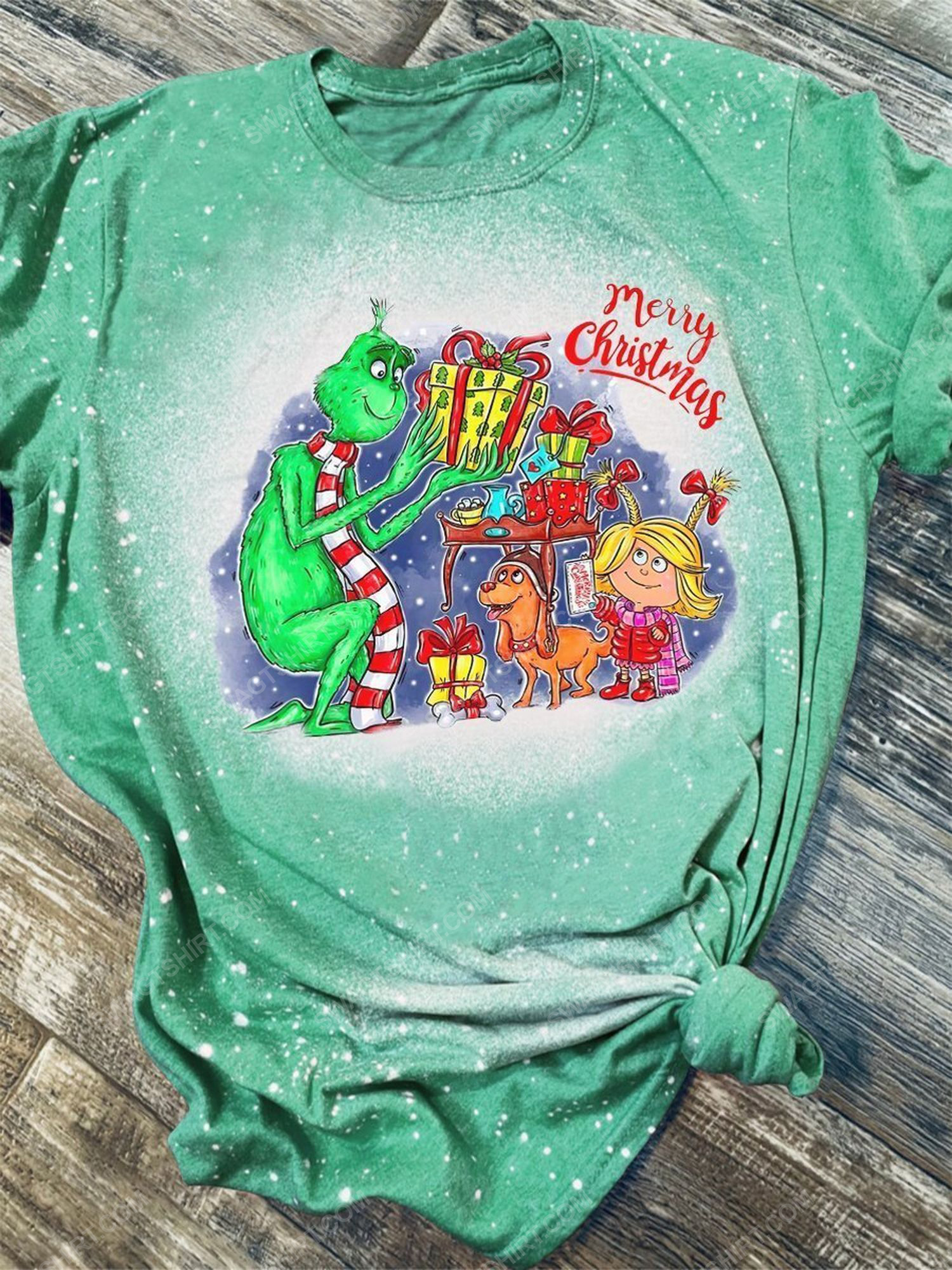 Merry christmas grinch with christmas gift shirt 1