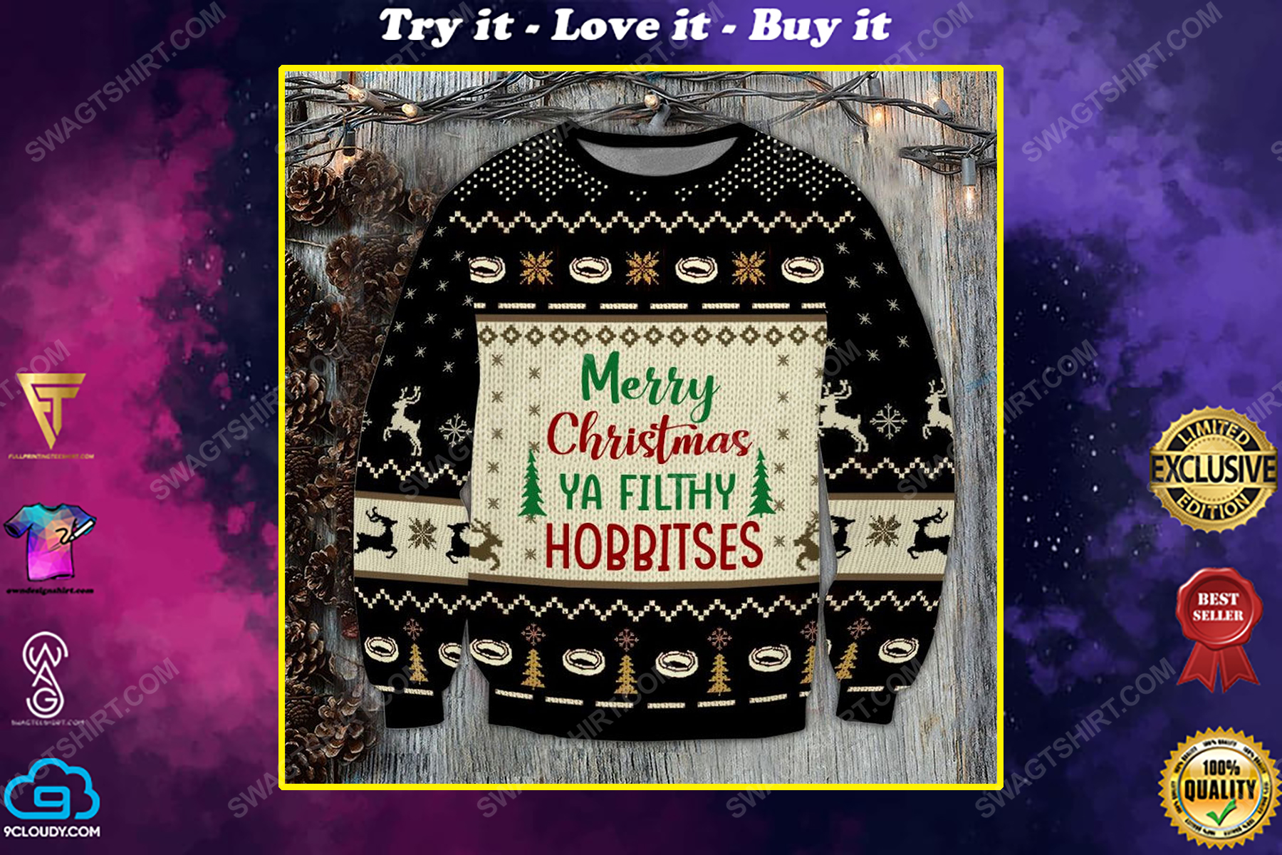 Merry christmas ya filthy hobbies ugly christmas sweater