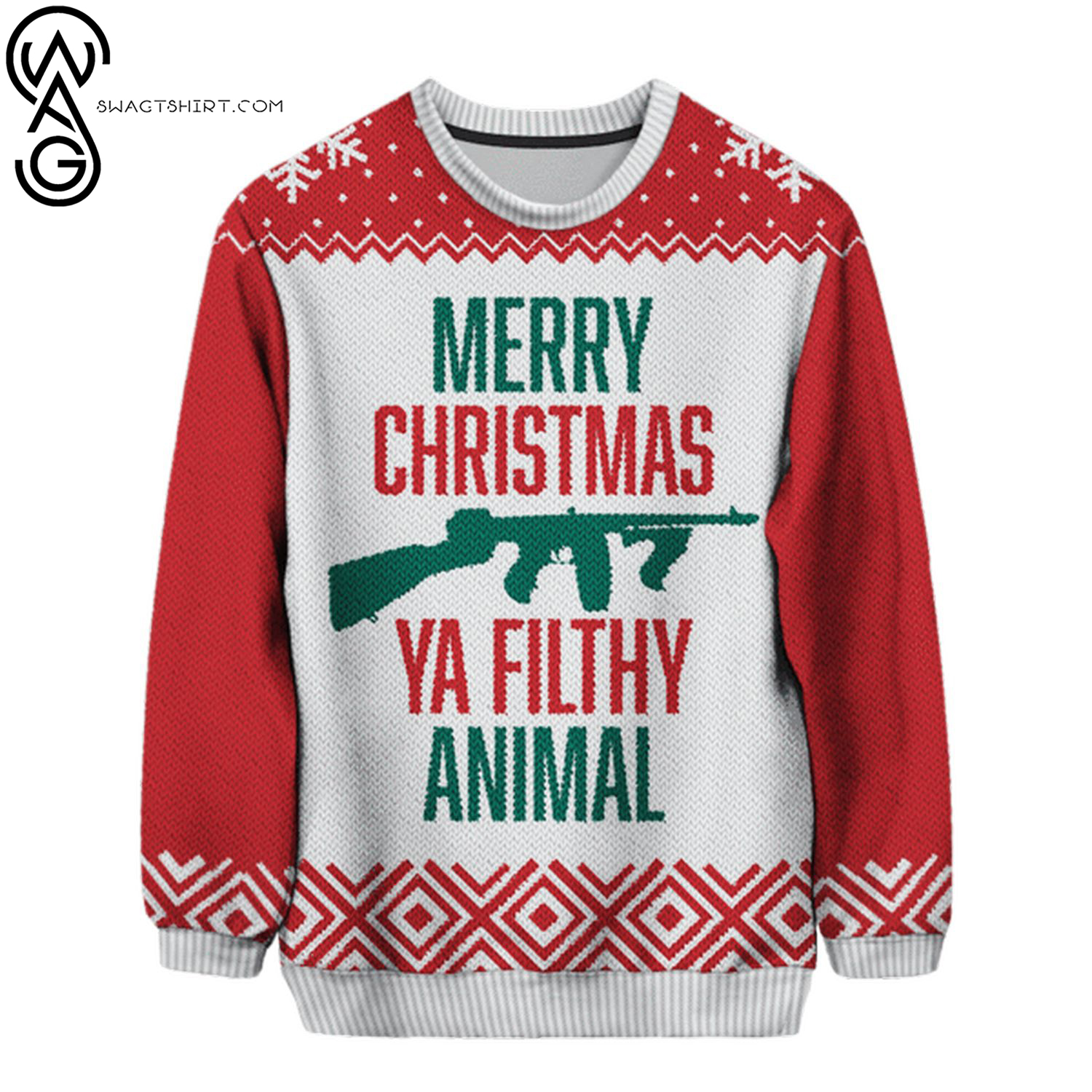 Merry christmas you filthy animal full printing ugly christmas sweater