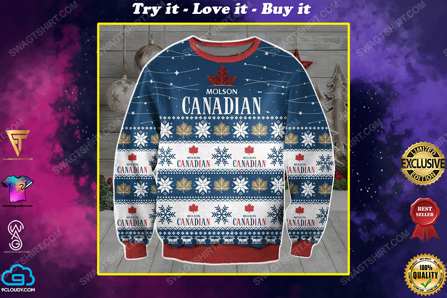 Molson canadian beer ugly christmas sweater