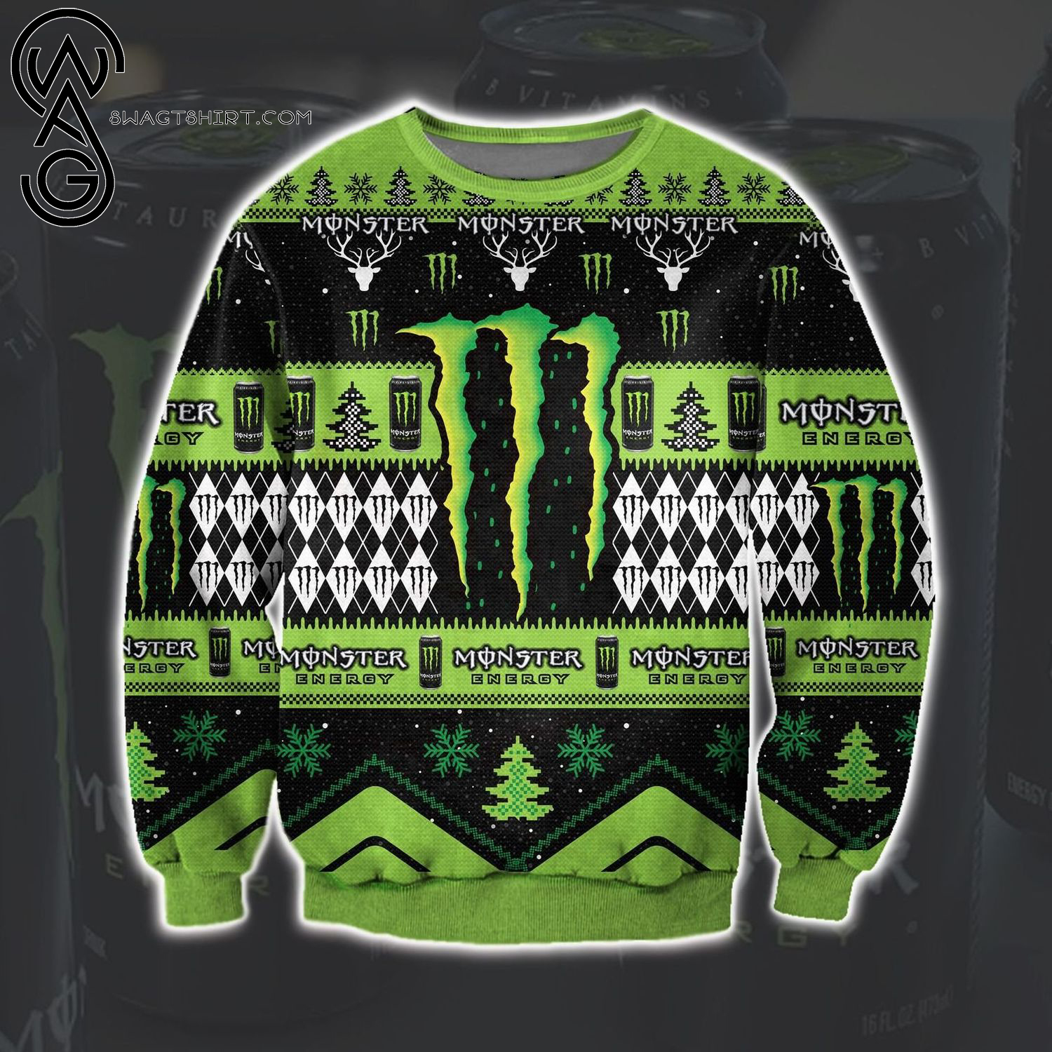 Monster Energy Full Print Ugly Christmas Sweater
