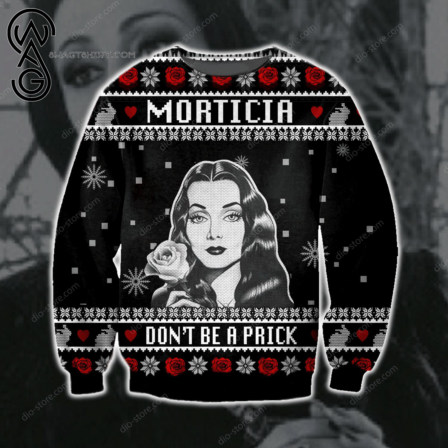 Morticia Don't Be A Prick Full Print Ugly Christmas Sweater