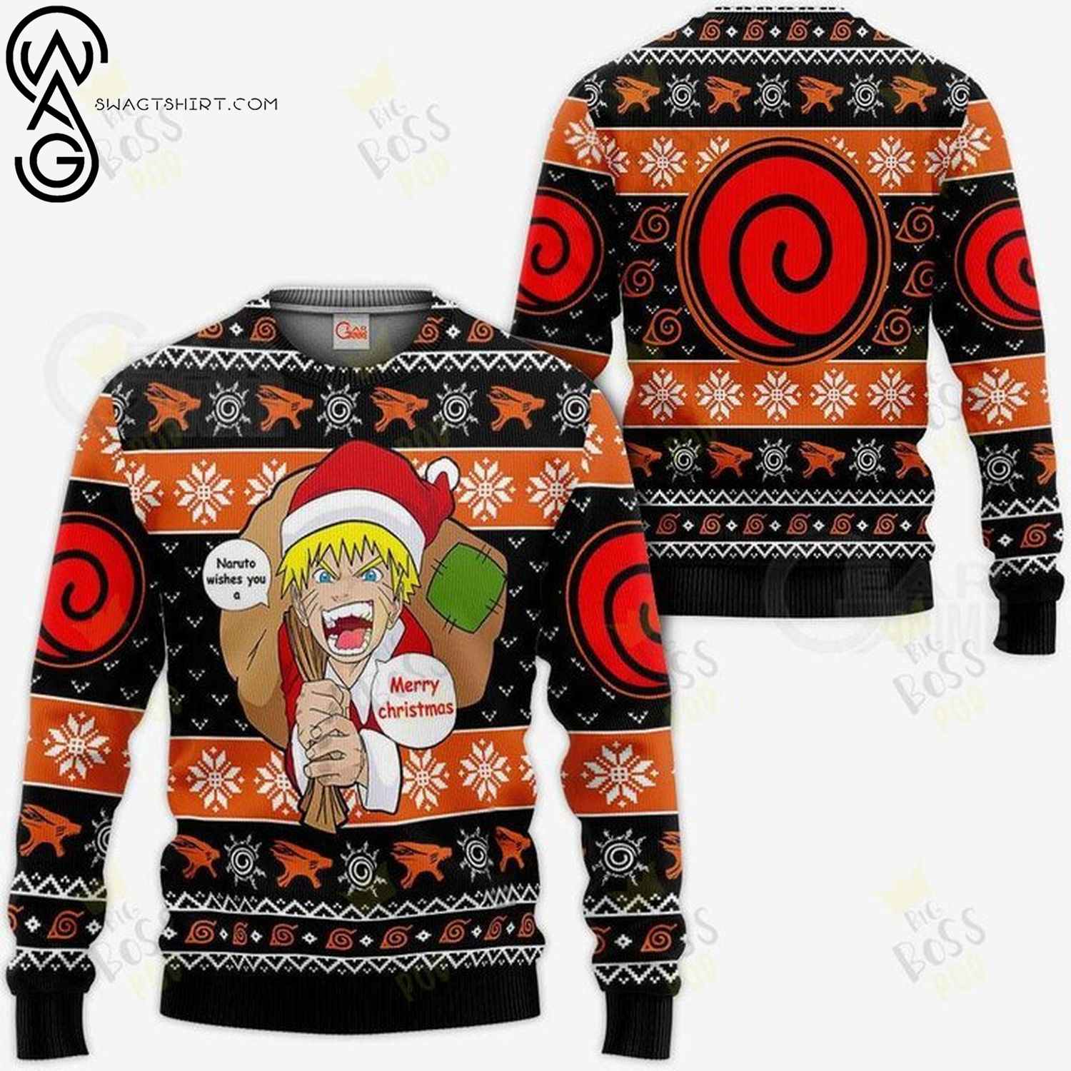 Naruto badge uzumaki clan ugly christmas sweater